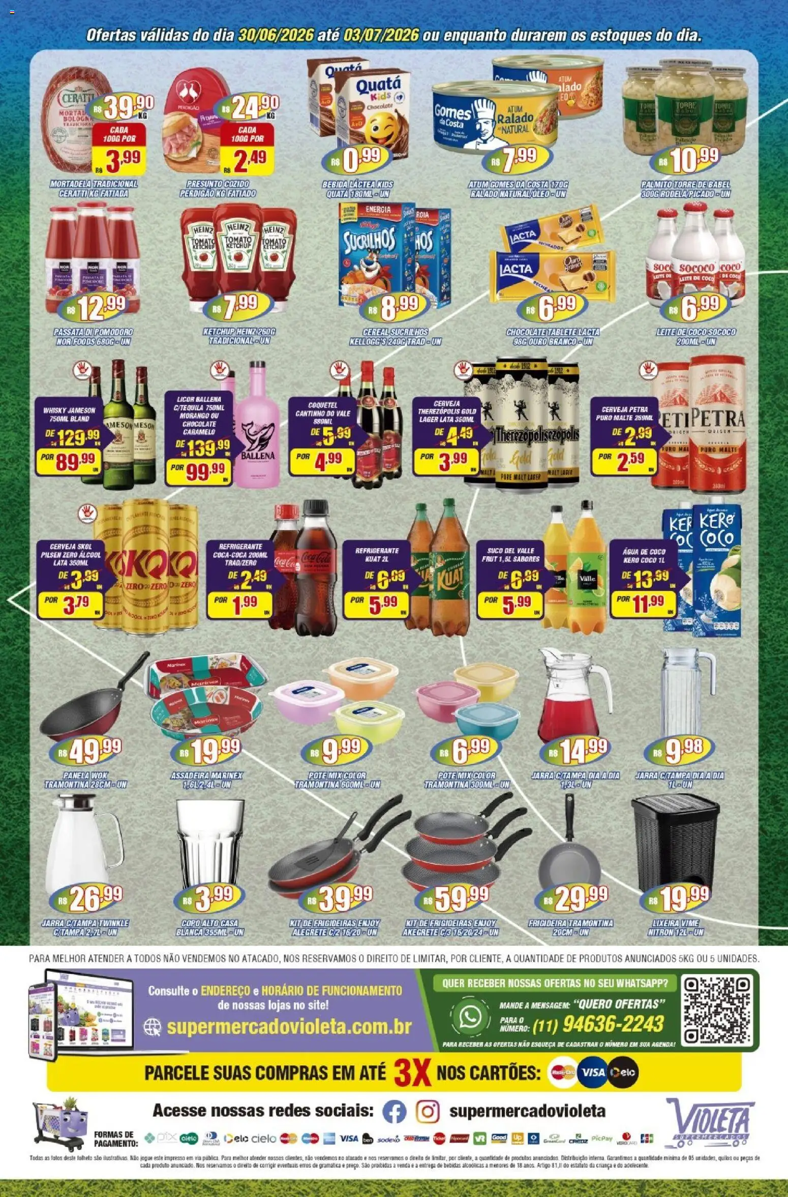 Violeta Supermercados Folheto - válido de 30/06/2026 | Página: 4 | Produtos: Coco, Whisky, Gomes da costa, Leite de coco