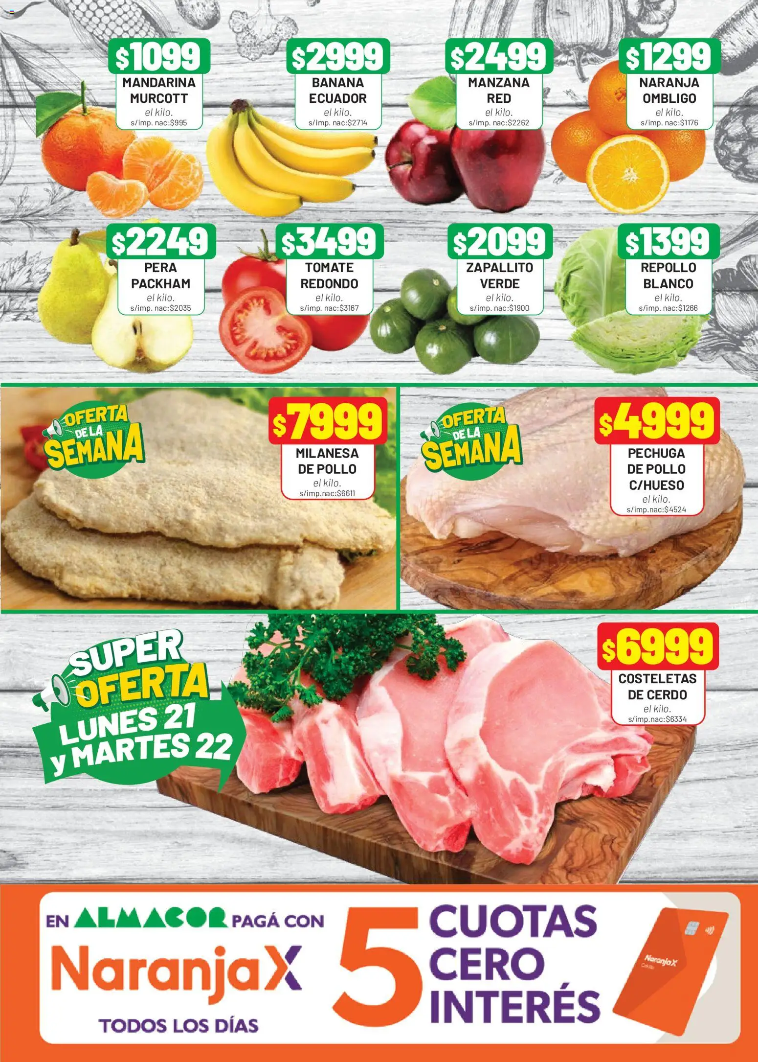 Almacor catálogo │ válido desde el 17/09/2026 | Página: 3 | Productos: Banana, Pera, Zapallito, Cerdo