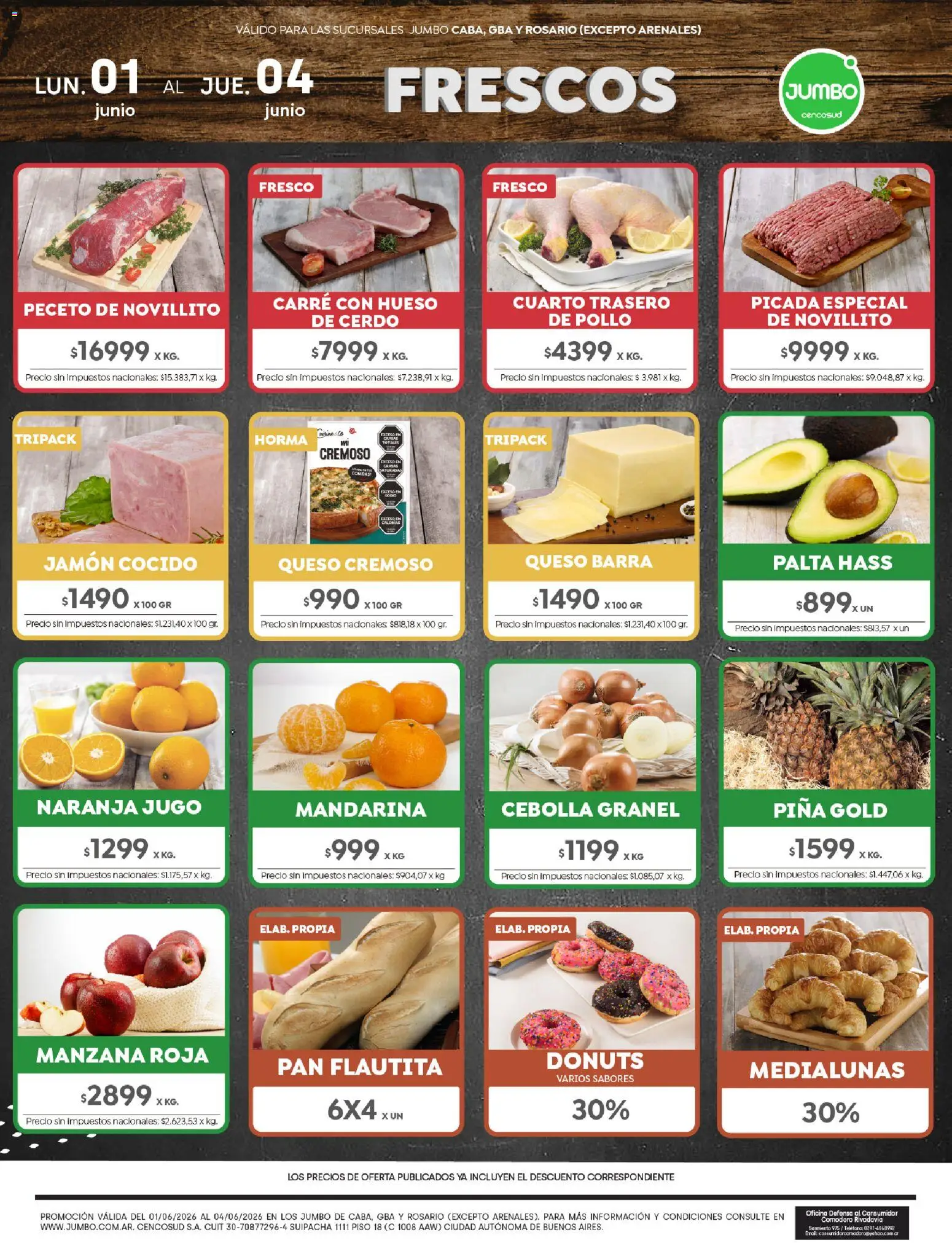 Jumbo ofertas │ válido desde el 01.06.2026 | Página: 1 | Productos: Teléfono, Cebolla, Palta, Queso