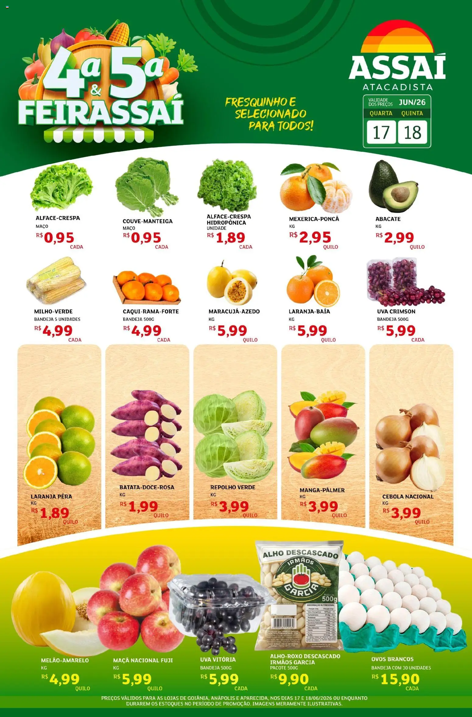 Assaí Atacadista Folheto - válido de 17.06.2026 | Página: 1 | Produtos: Pera, Alho, Repolho, Bandeja