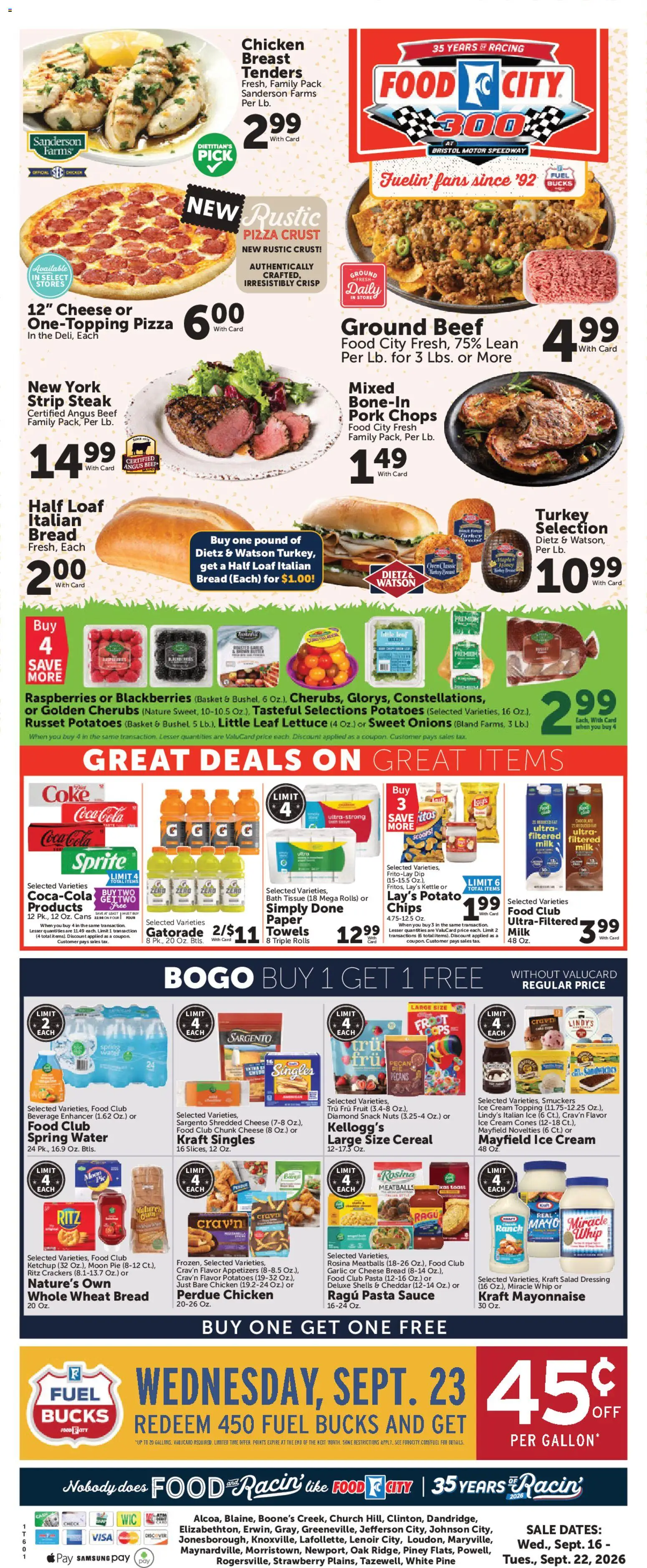 Food City Weekly Ad - valid from 09/16/2026 | Page: 3 | Products: Lettuce, Spring water, Cream, Ice cream