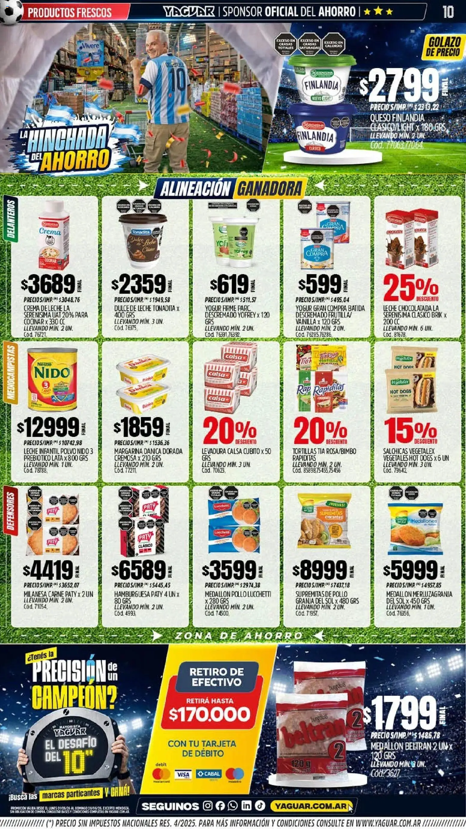 Yaguar - Oferta Semanal Córdoba │ válido desde el 01.06.2026 | Página: 10 | Productos: Leche, Yogur, Chocolatada, Margarina