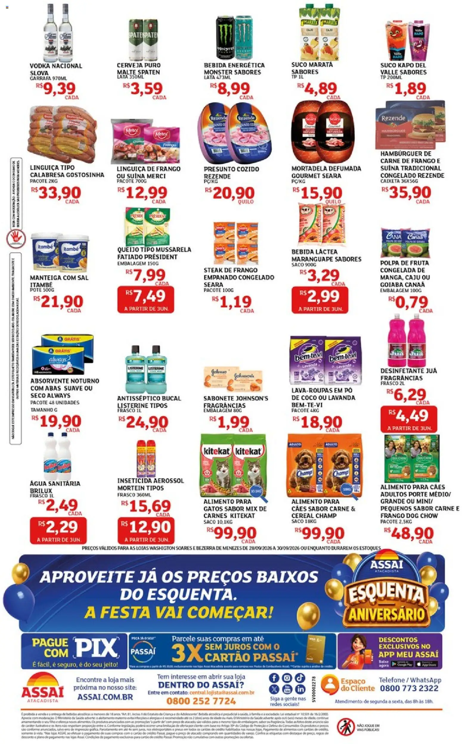 Assaí Atacadista Folheto - válido de 28/09/2026 | Página: 2 | Produtos: Mortadela, Listerine, Bebida, Desinfetante