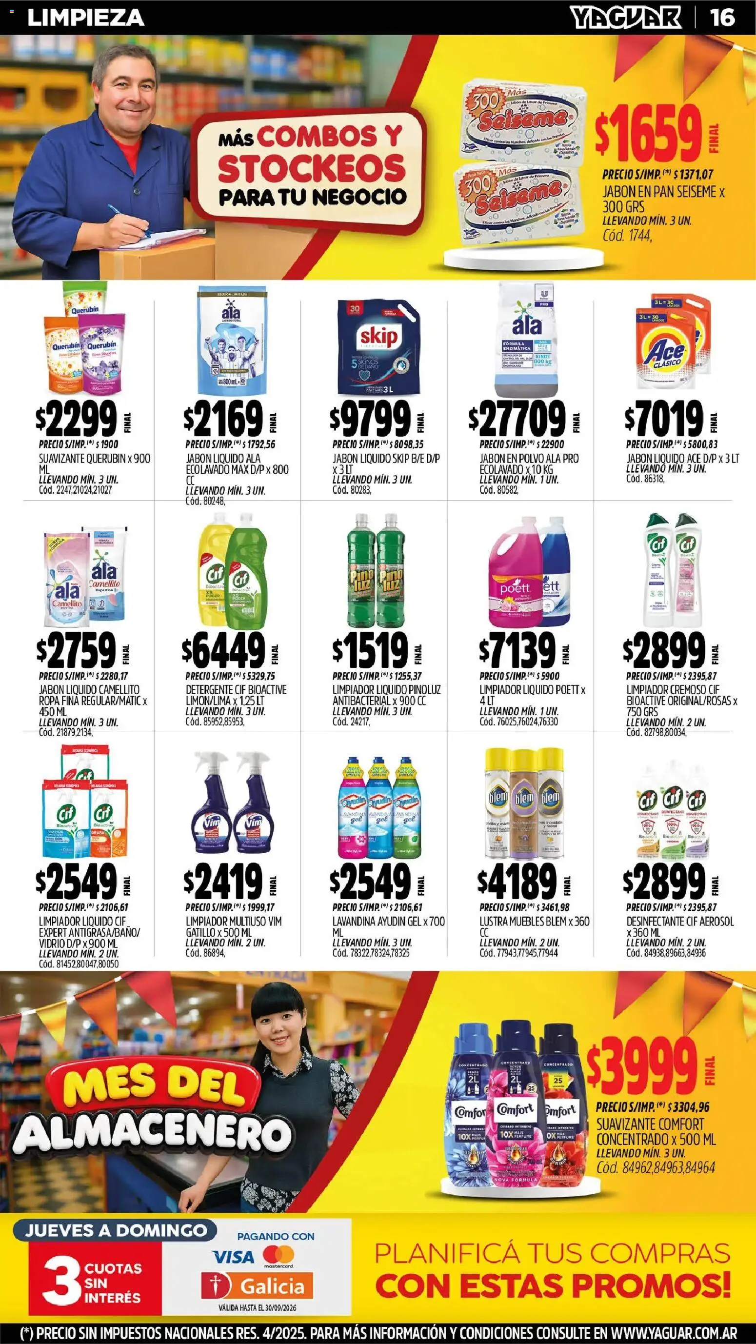 Yaguar - Oferta Semanal Parque Chacabuco │ válido desde el 31/08/2026 | Página: 16 | Productos: Desinfectante, Jabón líquido, Ropa, Pan