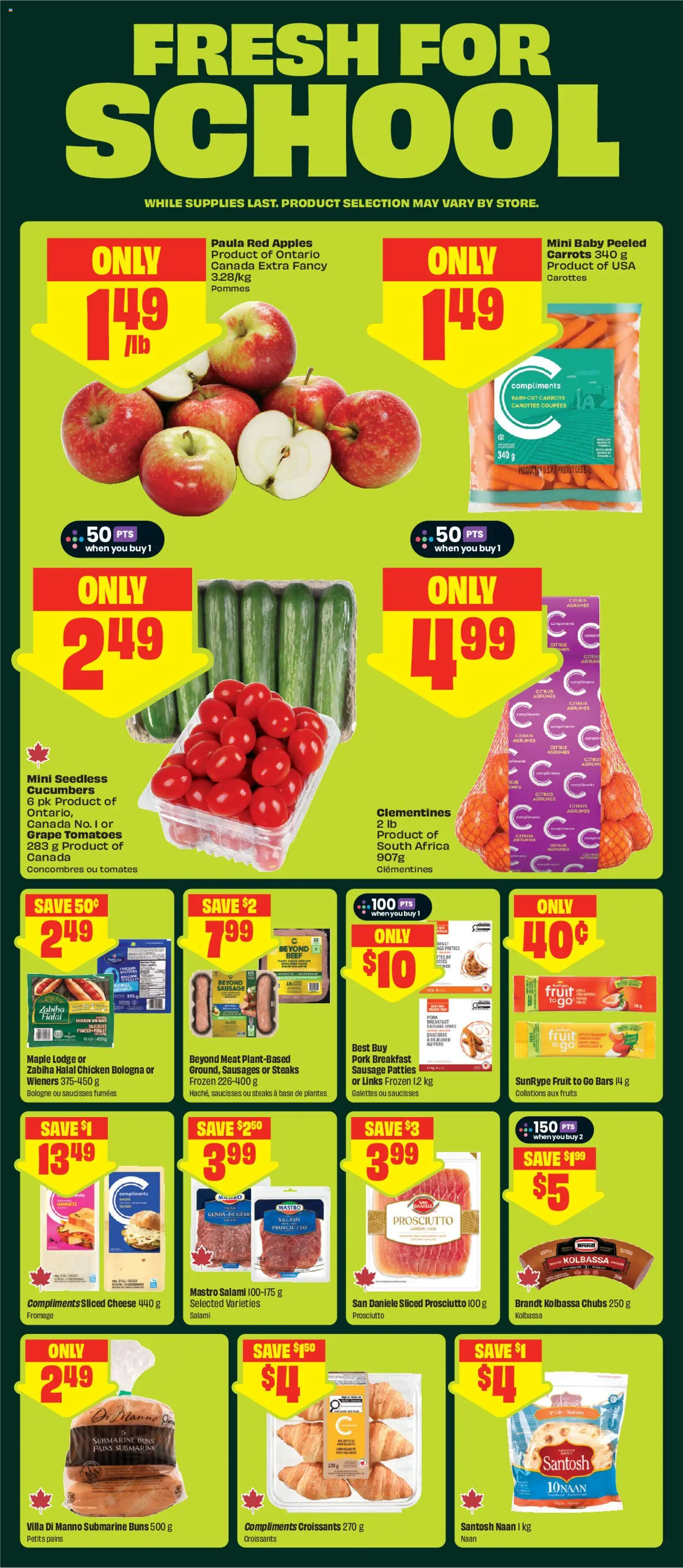 FreshCo flyer valid from Sep 3, 2026 | Page: 5 | Products: Citrus, Sausage, Meat, Apples