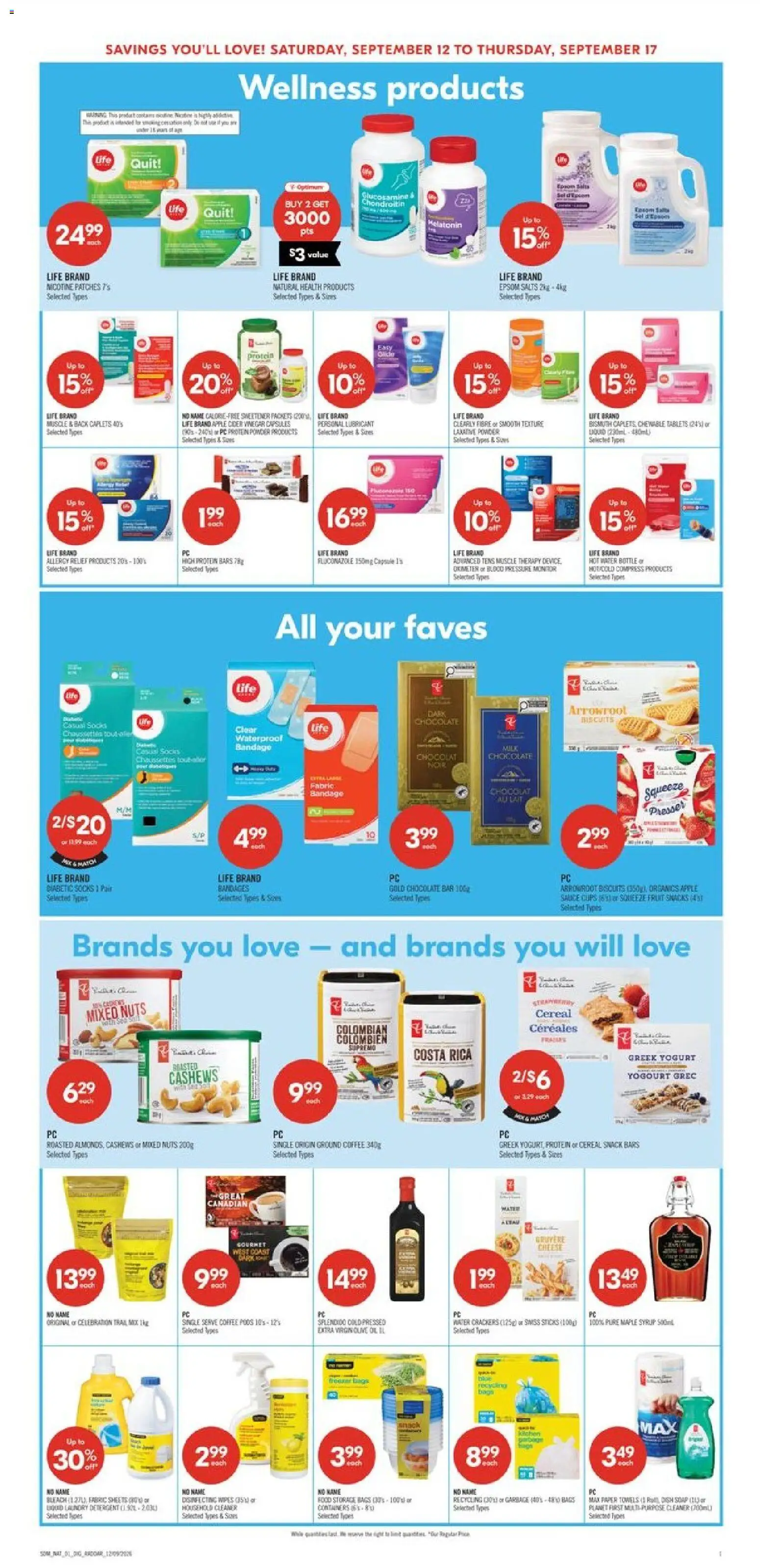 Shoppers flyer valid from Sep 12, 2026 | Page: 16 | Products: Greek yogurt, Cheese, Chocolate, Ground coffee