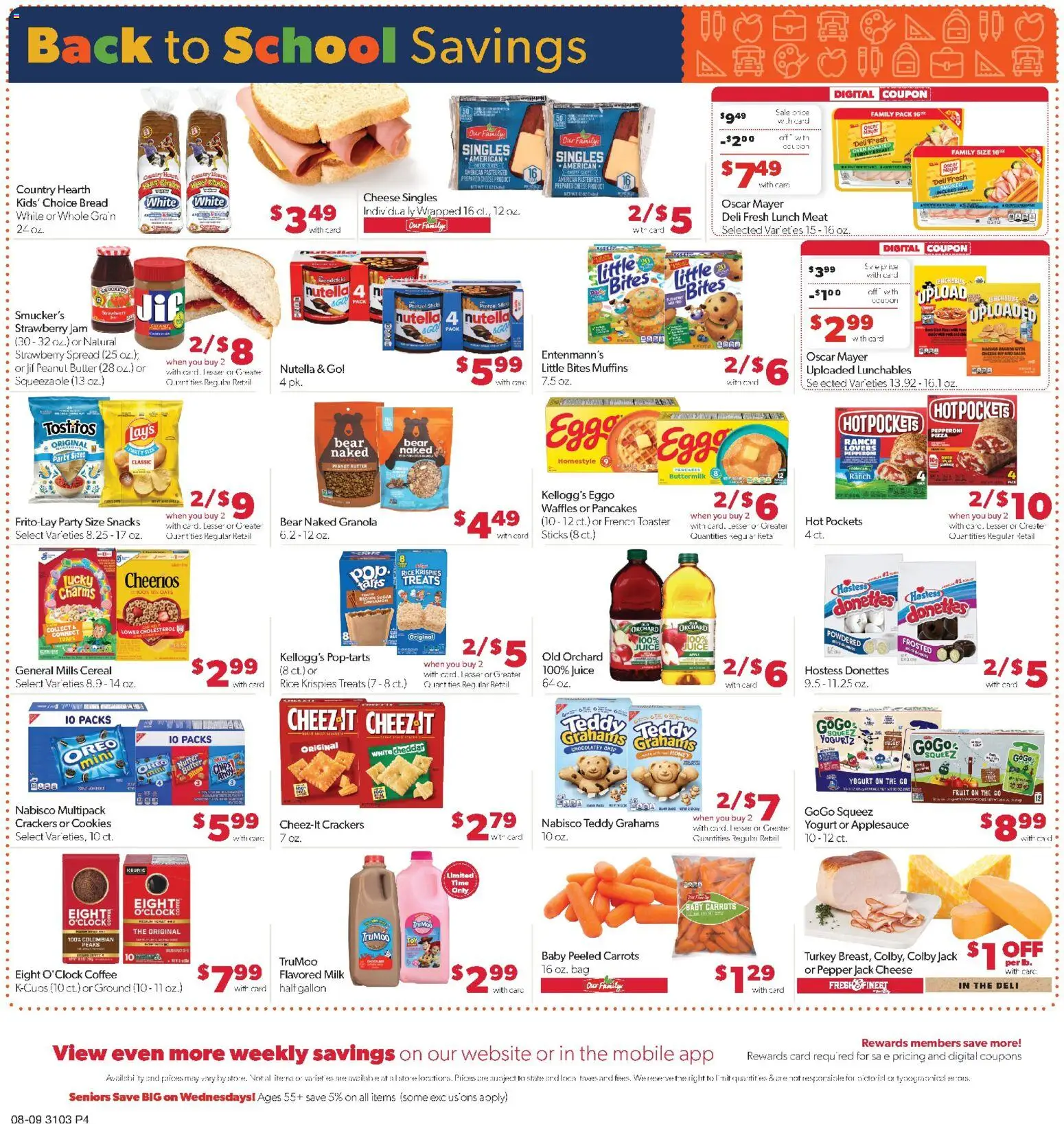 Family Fare Weekly Ad - ND - valid from 08/09/2026 | Page: 4 | Products: White cheese, Oreo, Peanut butter, Jam
