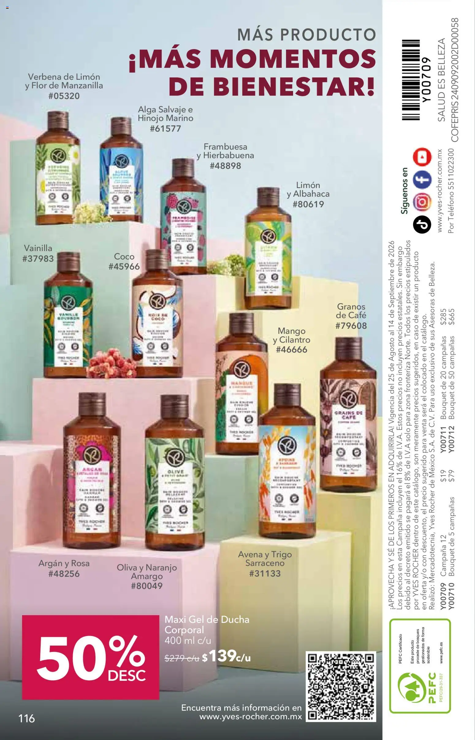Nuevas ofertas de Yves Rocher válidas en toda la República Mexicana desde el 25/08/2026. ¡Encuentra las mejores ofertas en Yves Rocher campaña 12 2026! | Página: 118 | Productos: Hinojo, Limón, Teléfono, Gel de ducha