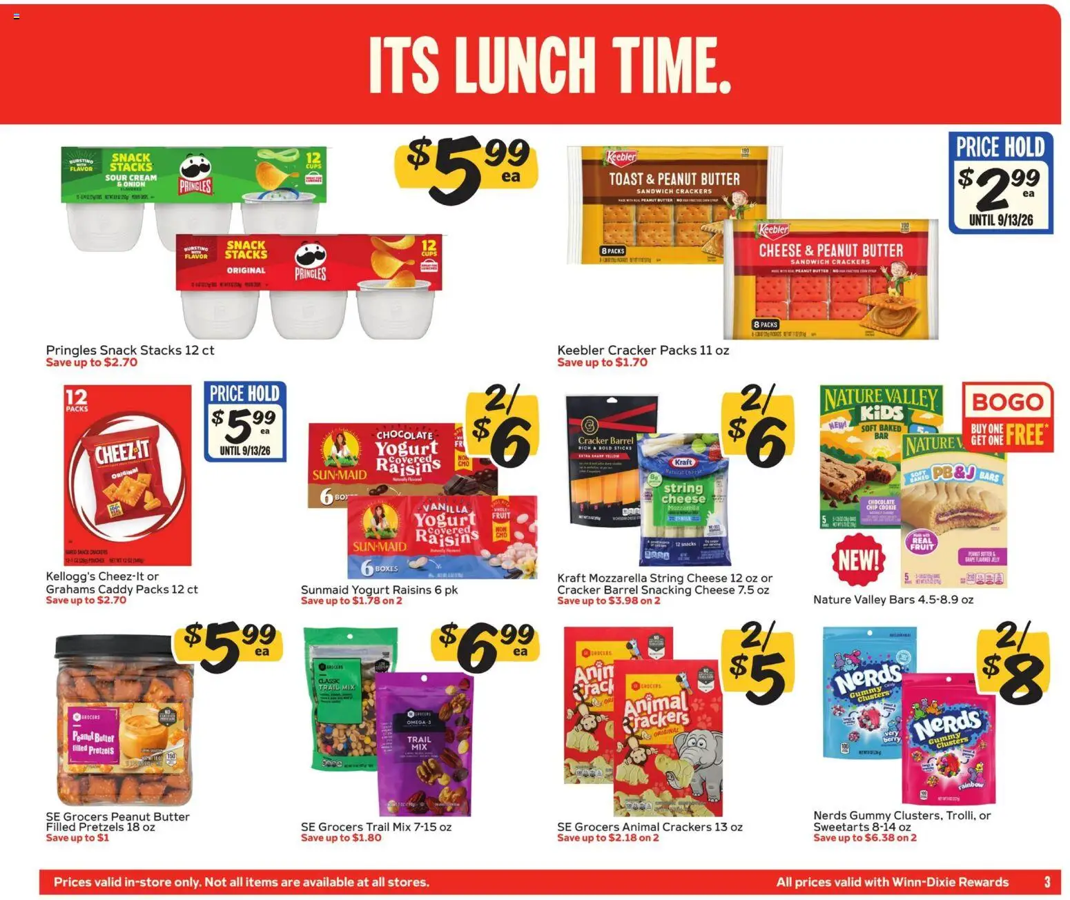 Winn Dixie In-Store Flyer - valid from 08/05/2026 | Page: 3 | Products: Cheese, Chocolate, Cream, Raisins