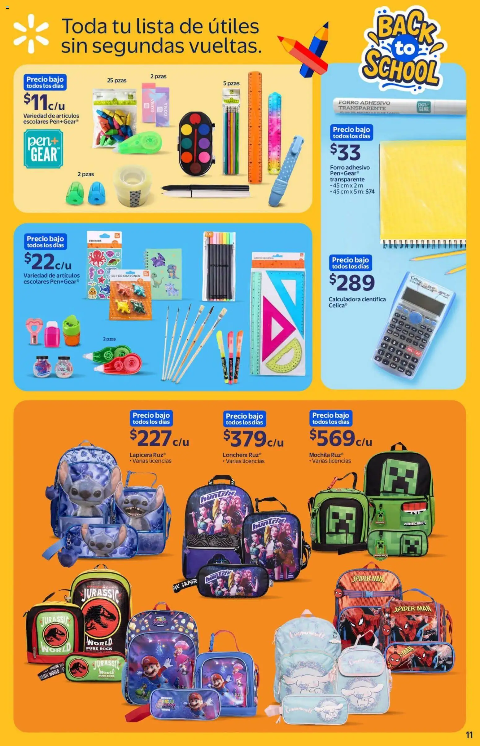 Nuevas ofertas de Walmart válidas en toda la República Mexicana desde el 08/07/2026. ¡Encuentra las mejores ofertas en Walmart folleto Back to School! | Página: 11 | Productos: Mochila, Calculadora