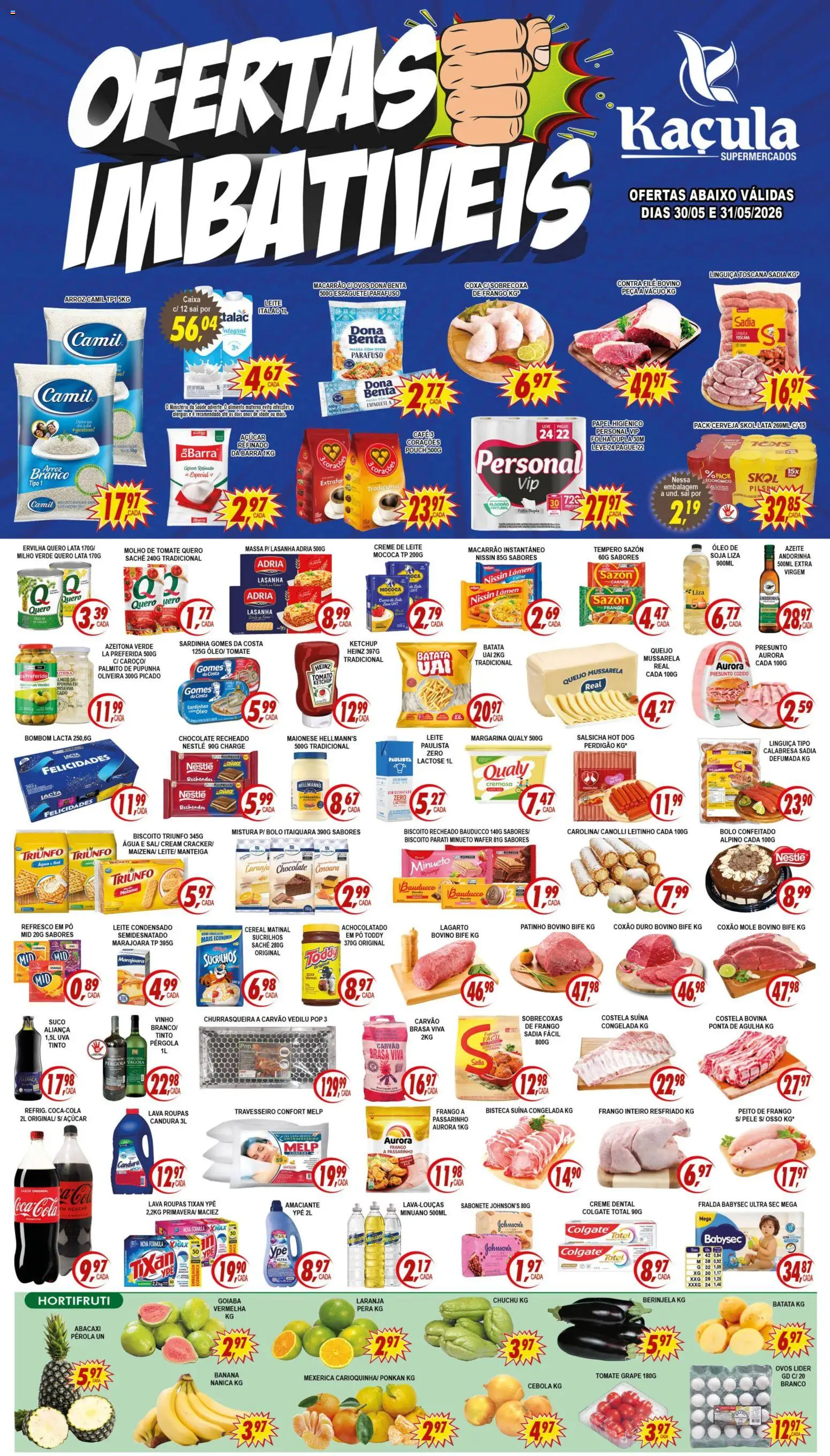 Kaçula Folheto - válido de 30.05.2026 | Página: 1 | Produtos: Espaguete, Pó, Leite, Creme dental