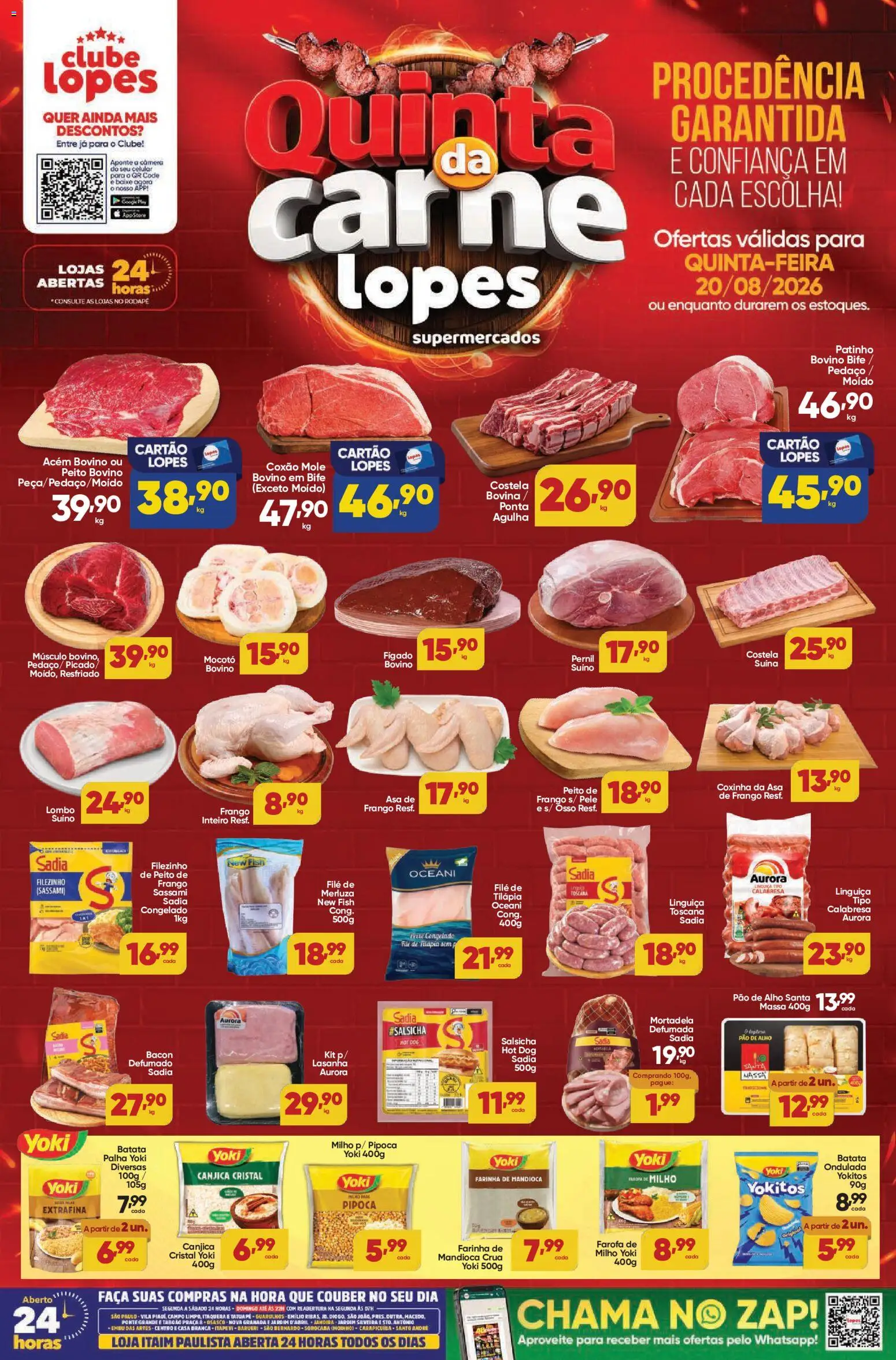 Lopes Supermercados Folheto - válido de 20/08/2026 | Página: 1 | Produtos: Carne, Batata, Farofa, Câmera
