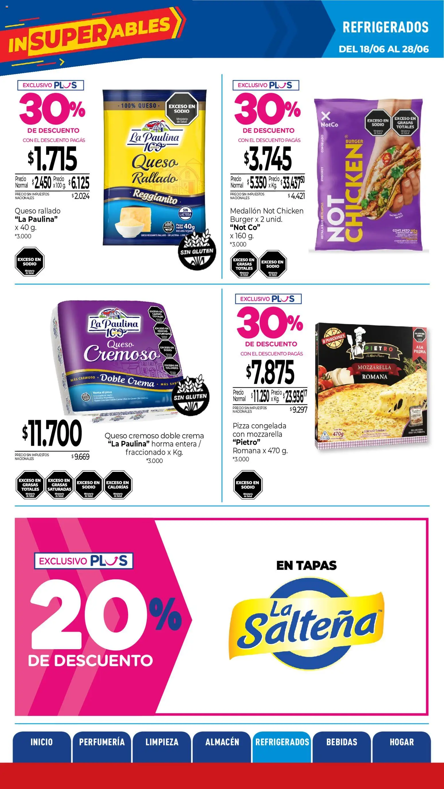 La Anonima catálogo │ válido desde el 18.06.2026 | Página: 23 | Productos: Peso, Queso, Pizza, Crema