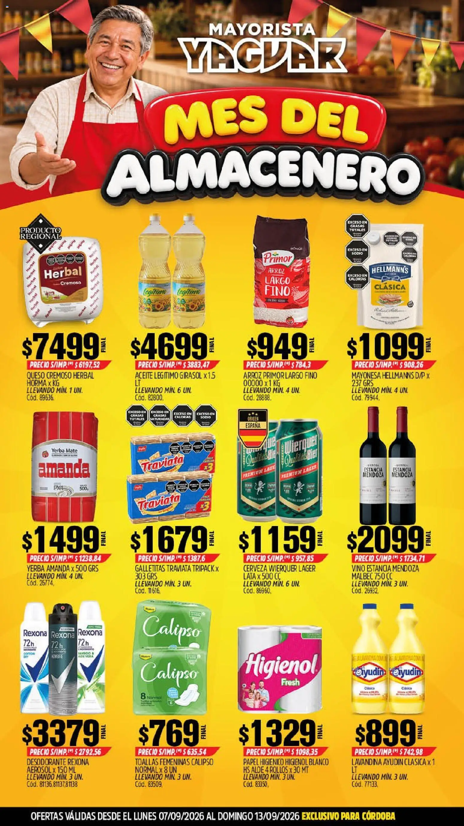 Yaguar - Oferta Semanal Córdoba │ válido desde el 07/09/2026 | Página: 1 | Productos: Mate, Toallas, Galletitas, Yerba