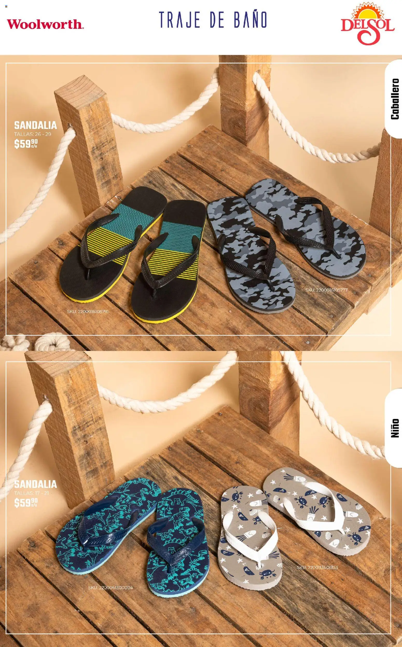 Nuevas ofertas de Del Sol y Woolworth válidas en toda la República Mexicana desde el 19.03.2026. ¡Encuentra las mejores ofertas en Del Sol y Woolworth catálogo Moda Vacaciones! | Página: 49 | Productos: Traje, Traje de baño, Baño