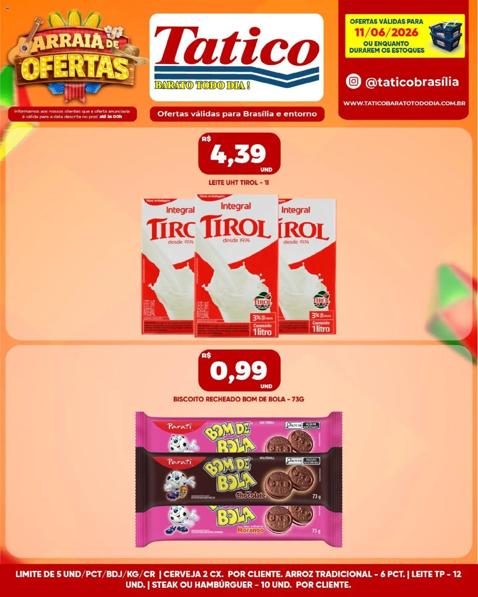 Tatico Folheto - válido de 11.06.2026 | Página: 1 | Produtos: Biscoito, Leite, Cerveja, Hambúrguer