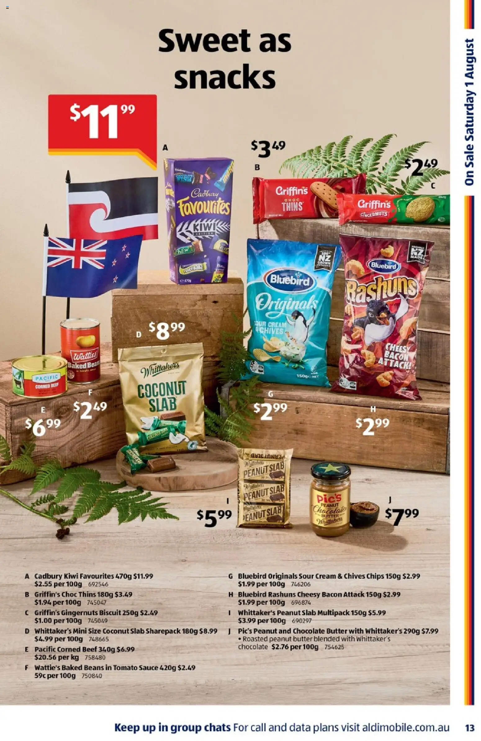 Aldi catalogue - valid from 29/07/2026 | Page: 13 | Products: Snacks, Chocolate, Chips, Biscuits