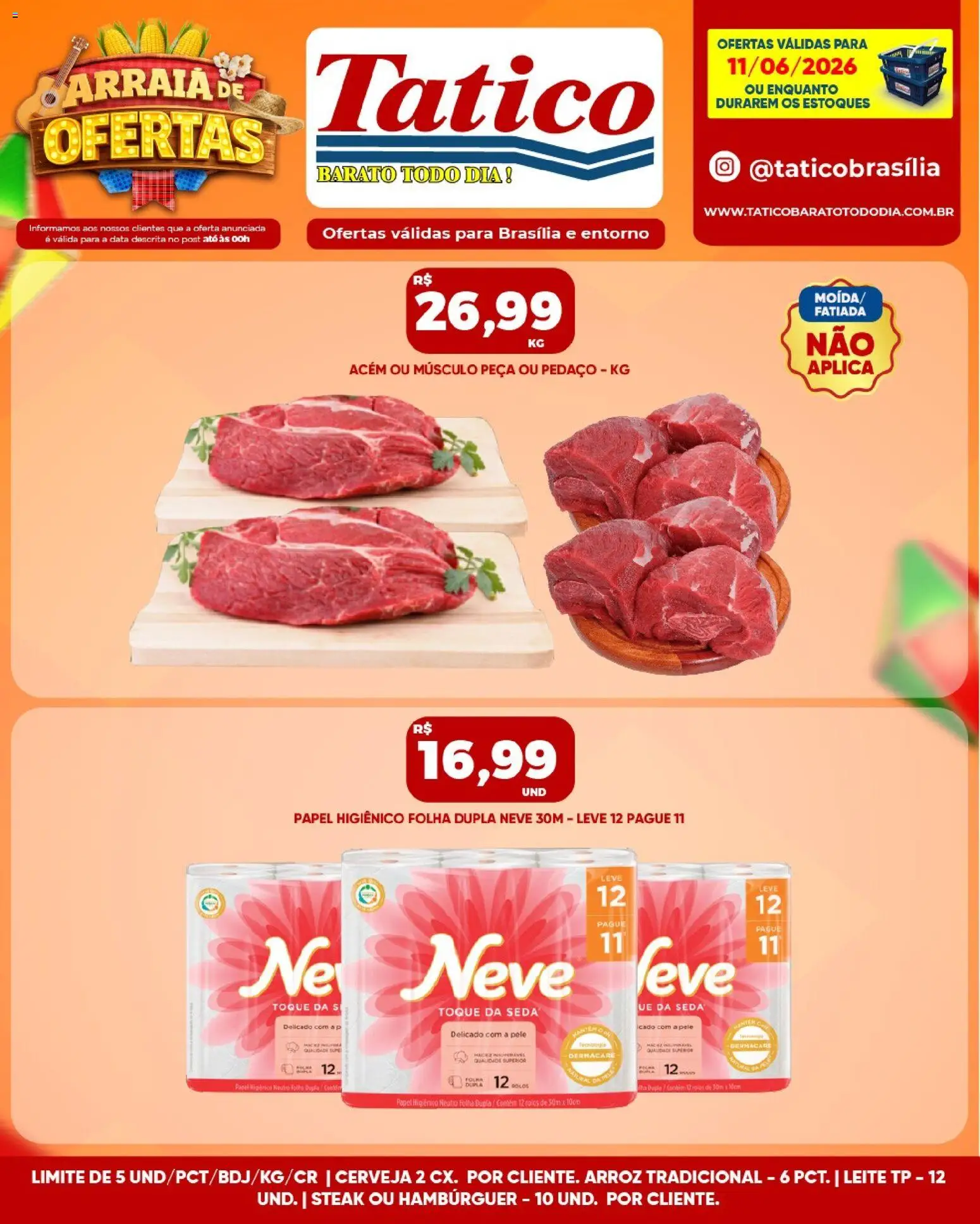 Tatico Folheto - válido de 12.06.2026 | Página: 39 | Produtos: Acém, Cerveja, Arroz, Papel higiênico