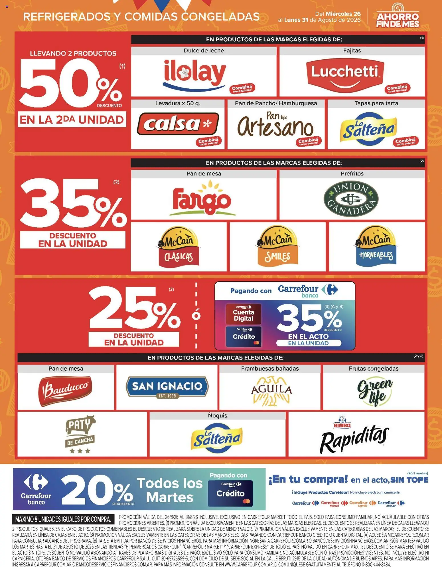Carrefour ofertas │ válido desde el 26/08/2026 | Página: 45 | Productos: Levadura, Hamburguesa, Leche, Pan