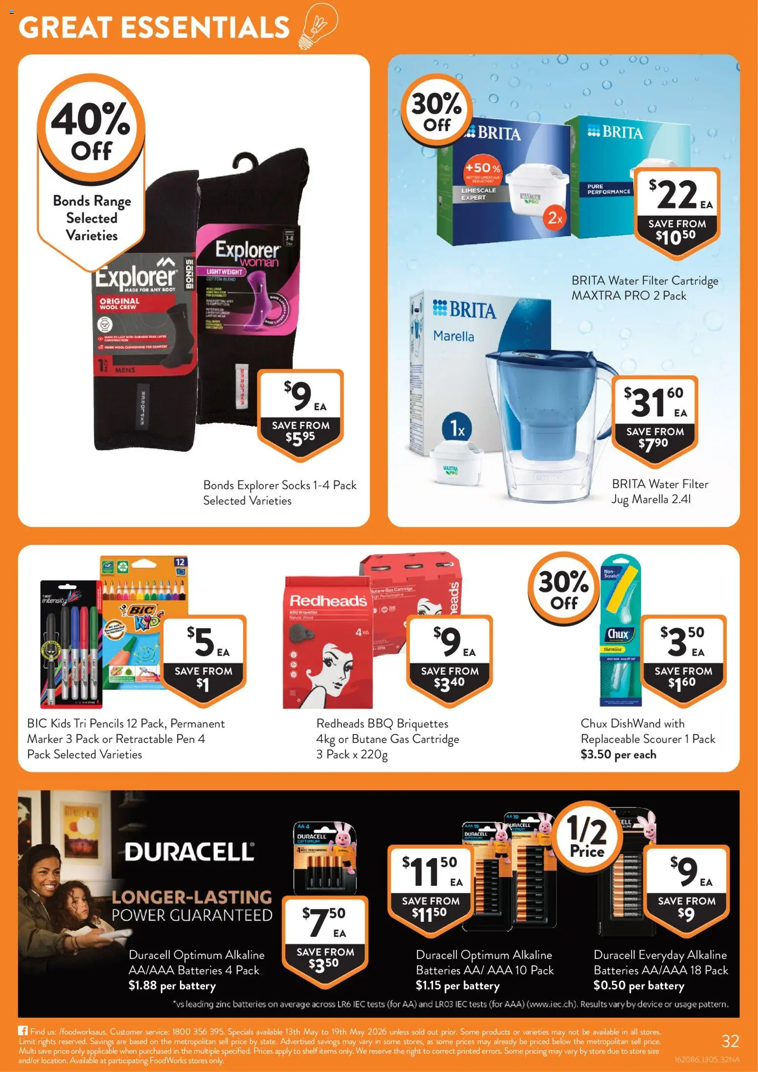 Foodworks catalogue - valid from 13.05.2026 | Page: 32 | Products: Water, Socks, Device, Zinc