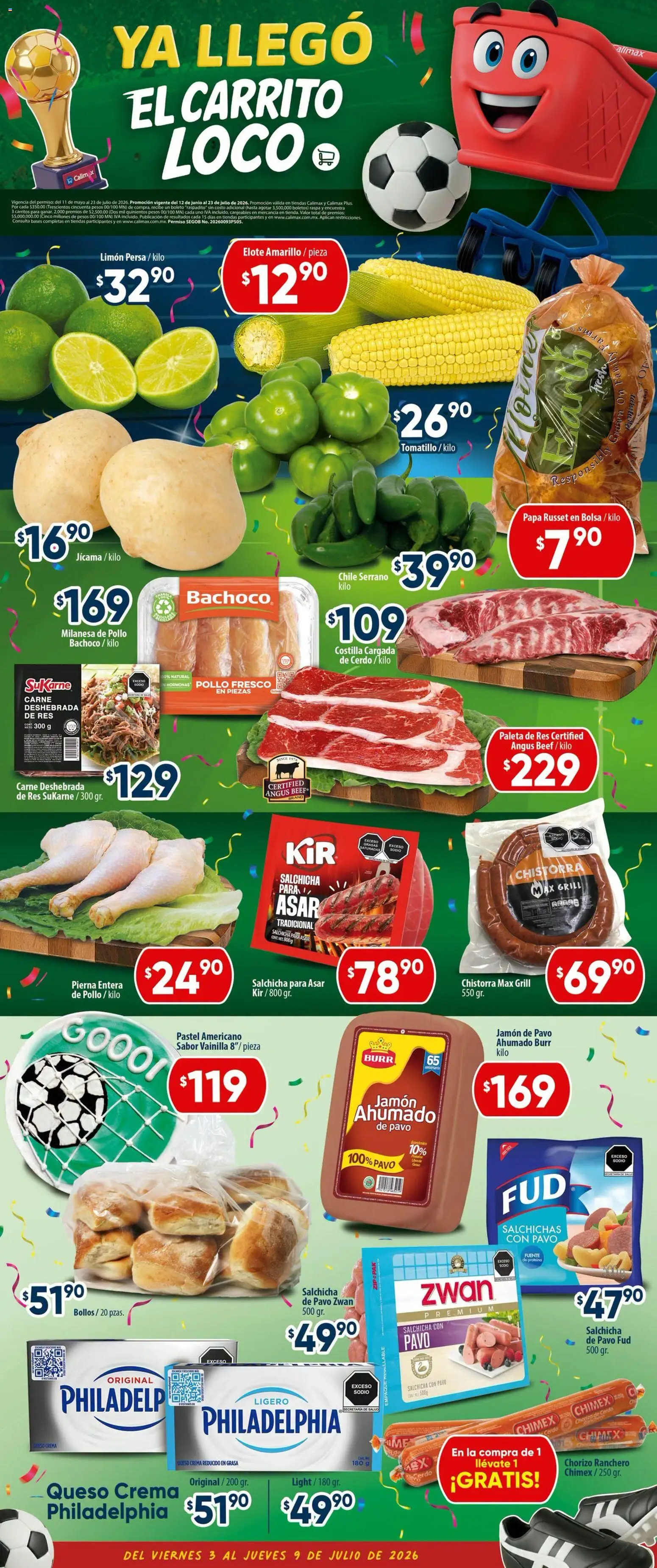 Nuevas ofertas de Calimax válidas en toda la República Mexicana desde el 03/07/2026. ¡Encuentra las mejores ofertas en Calimax folleto Ensenada! | Página: 3 | Productos: Pollo, Fuente, Limón, Pastel