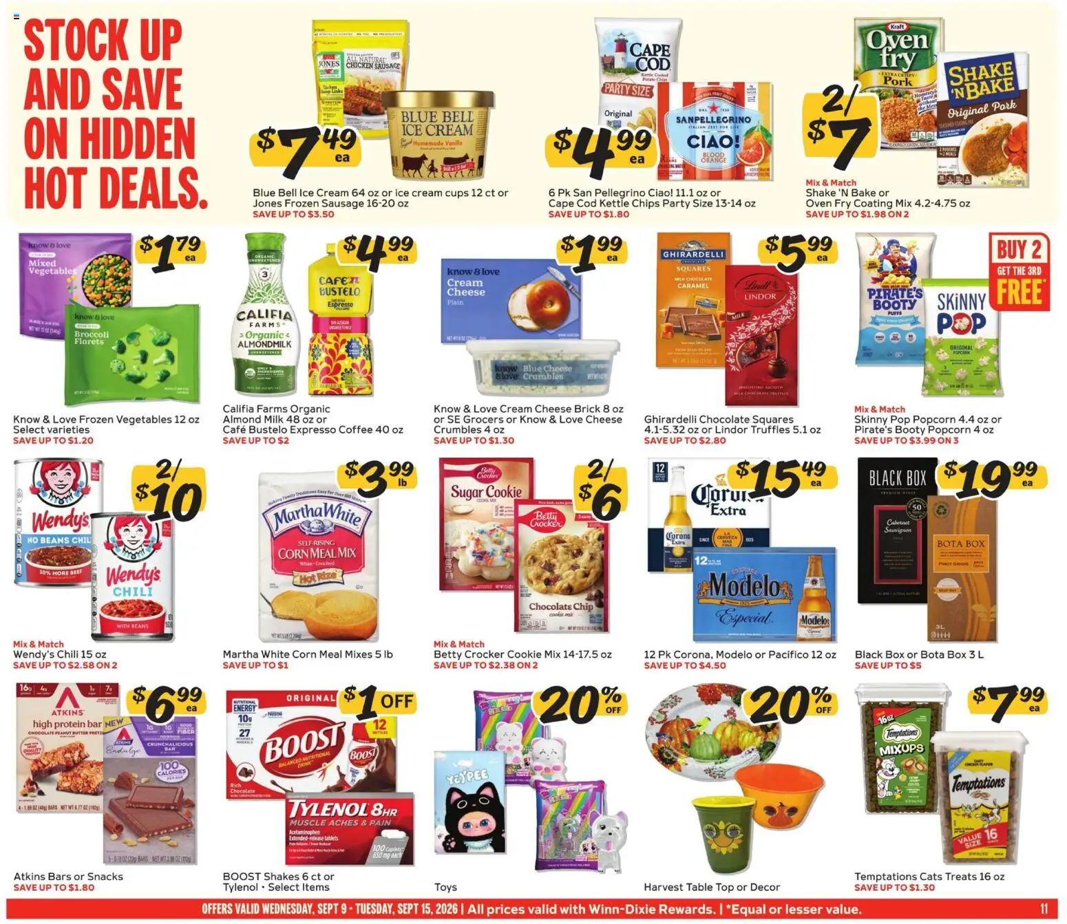 Winn Dixie Weekly Ad - valid from 09/09/2026 | Page: 11 | Products: Milk, Chocolate, Protein, Cream