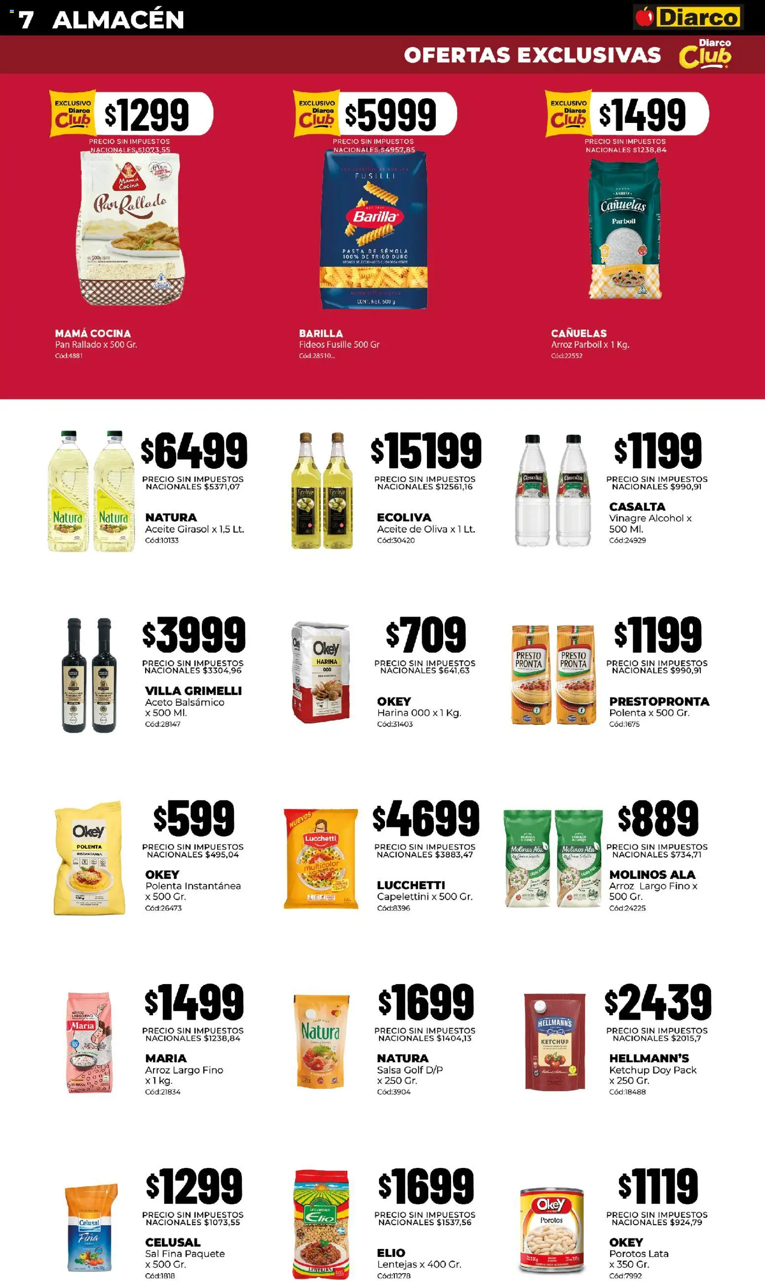 Diarco - Ofertas Pueblo Interior │ válido desde el 03/08/2026 | Página: 7 | Productos: Pasta de sémola, Sémola, Pan, Arroz