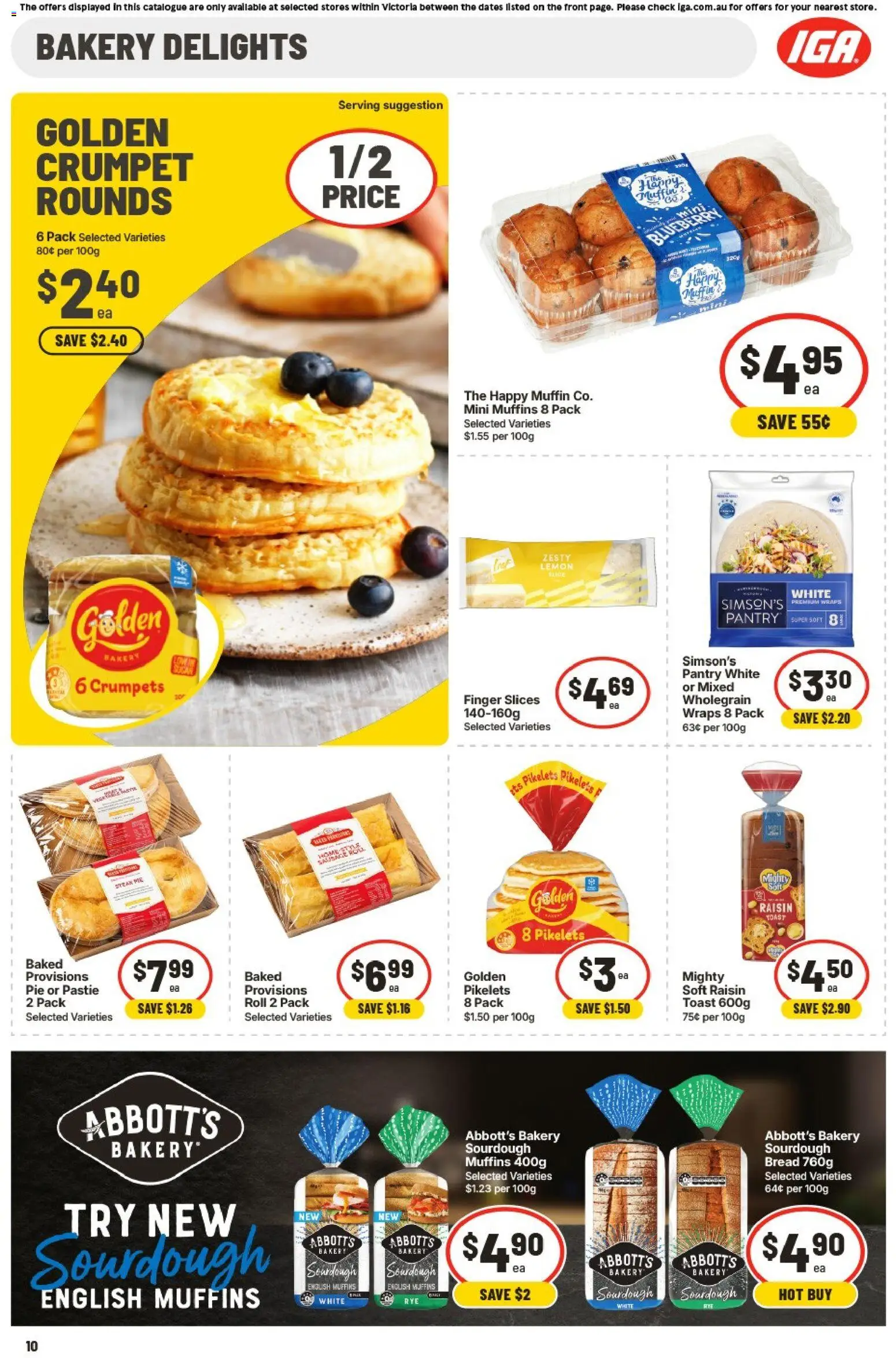 IGA catalogue - valid from 17.06.2026 | Page: 10 | Products: Crumpets, Bread, Muffins, Lemon