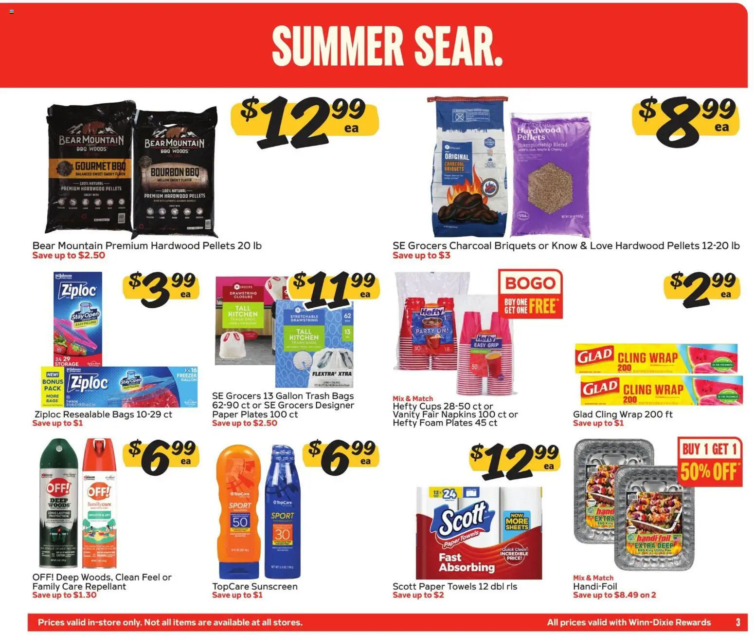 Winn Dixie In-Store Flyer - valid from 06/24/2026 | Page: 3 | Products: Pan, Sunscreen, Bourbon, Freezer