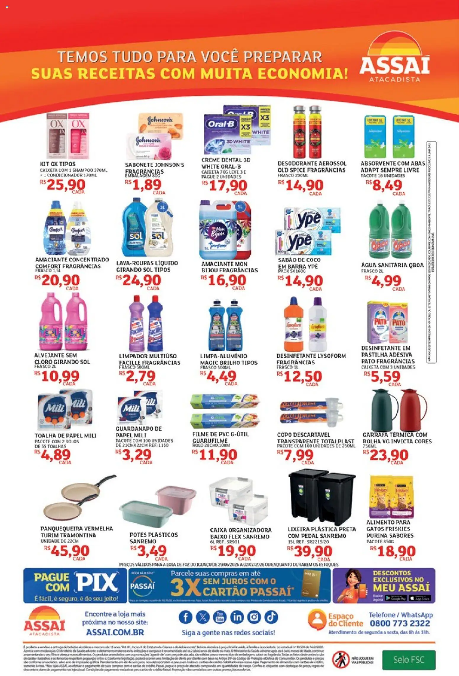 Assaí Atacadista Folheto - válido de 29/06/2026 | Página: 4 | Produtos: Rolo, Creme, Baixo, Desinfetante