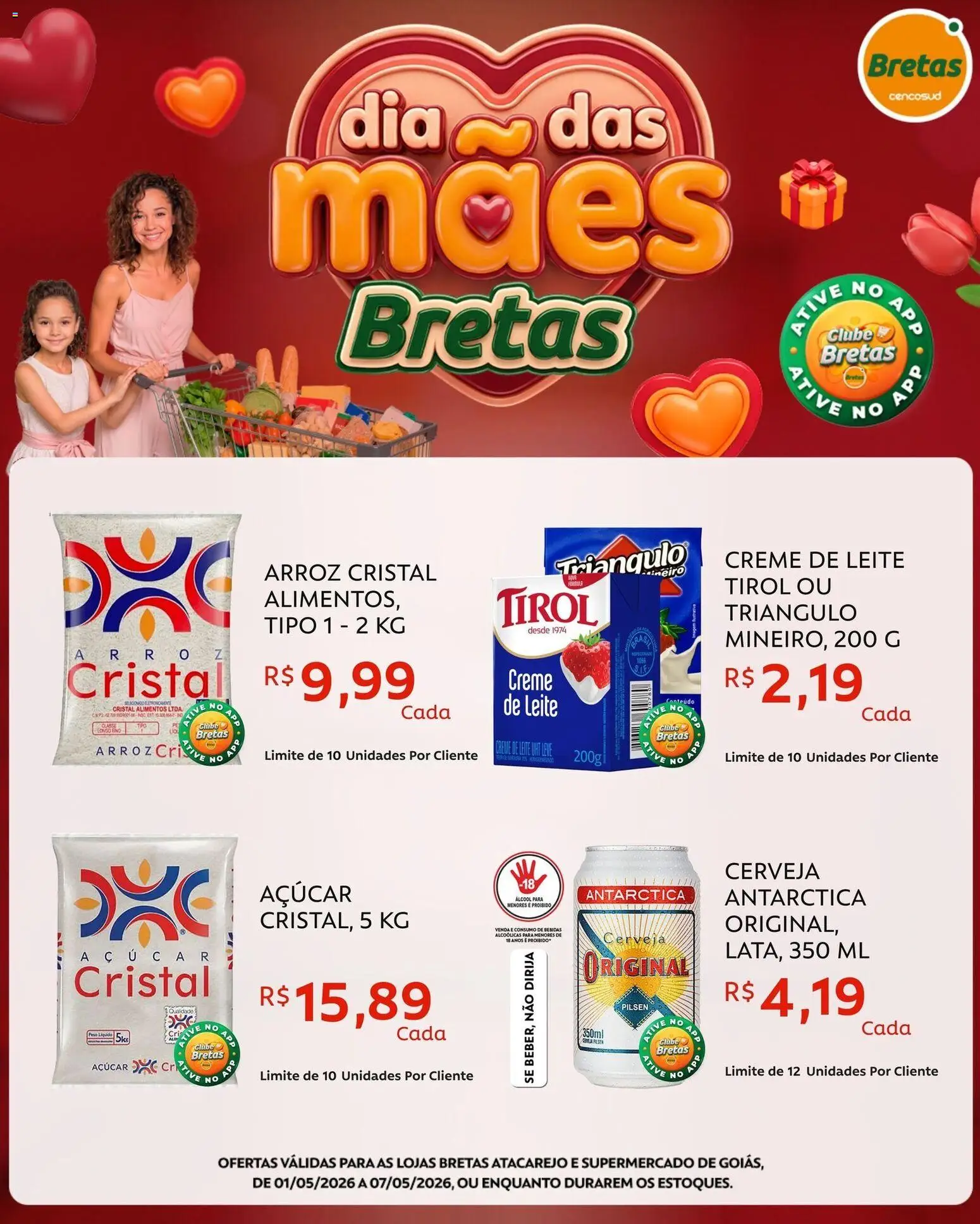 Bretas Folheto - válido de 01.05.2026 | Página: 4 | Produtos: Leite, Cerveja, Creme, Açúcar