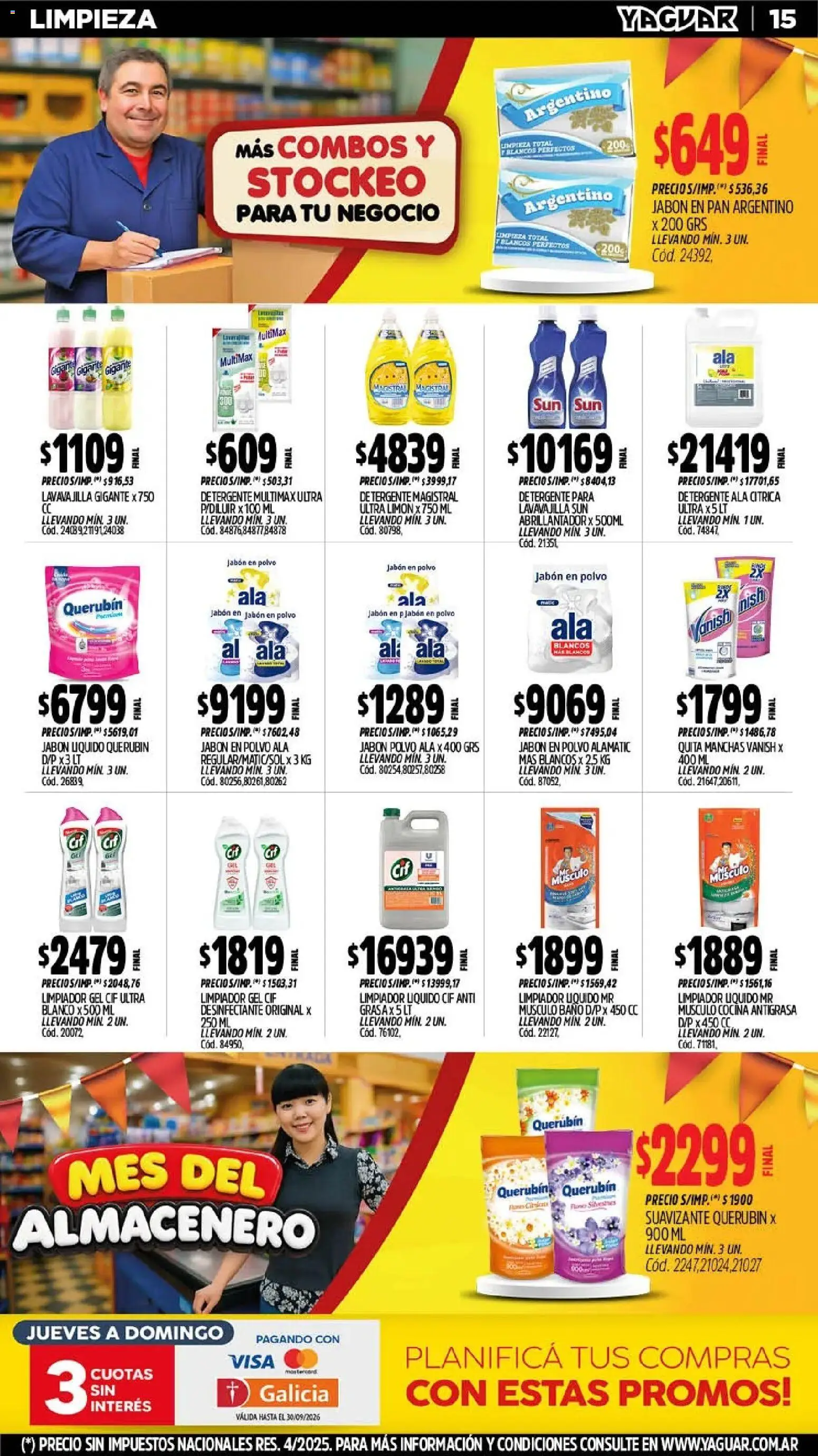 Yaguar - Oferta Semanal Trelew │ válido desde el 28/09/2026 | Página: 15 | Productos: Antigrasa, Jabón líquido, Jabón, Pan