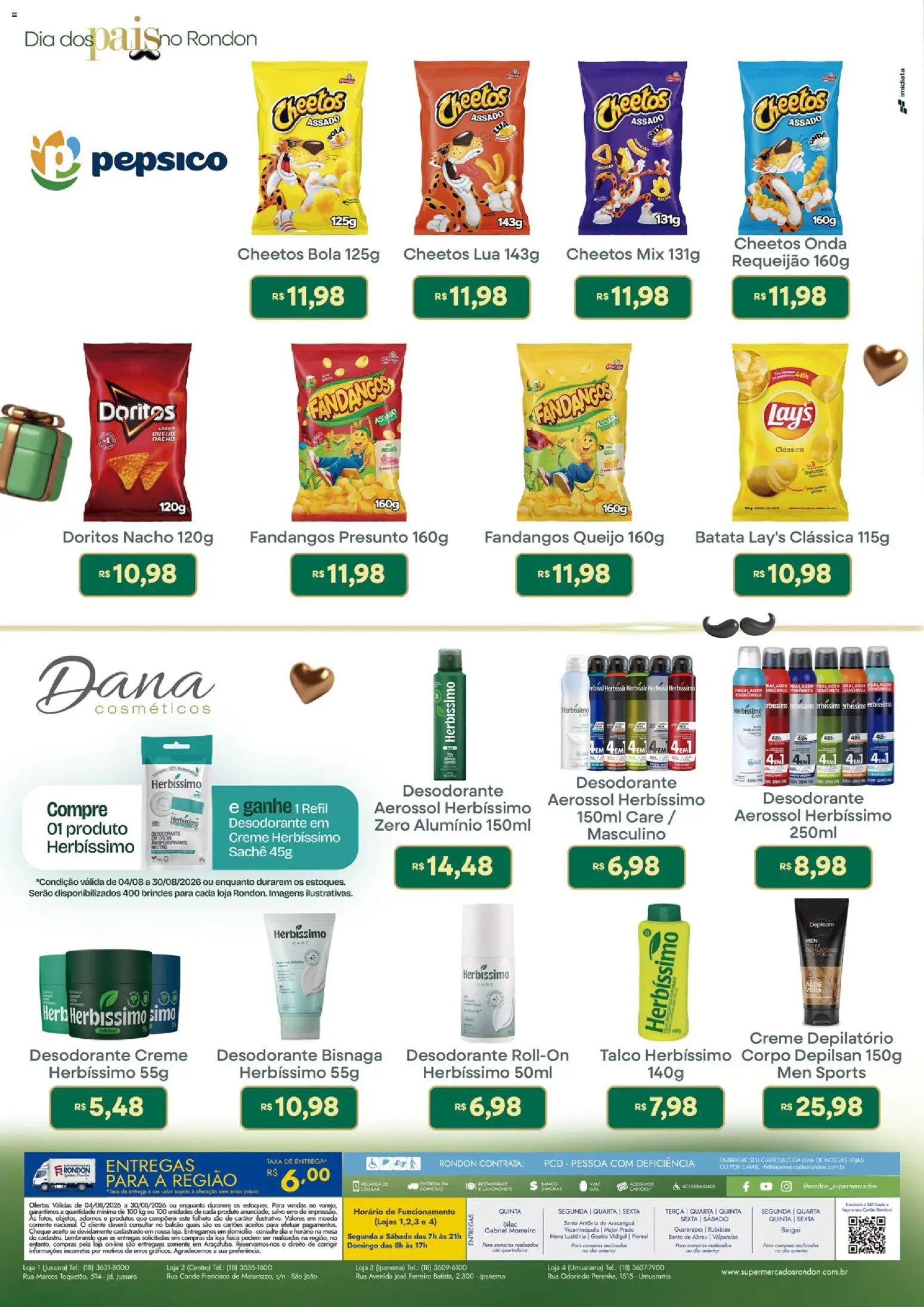 Supermercados Rondon Folheto - válido de 04/08/2026 | Página: 4 | Produtos: Creme depilatório, Queijo, Creme, Requeijão