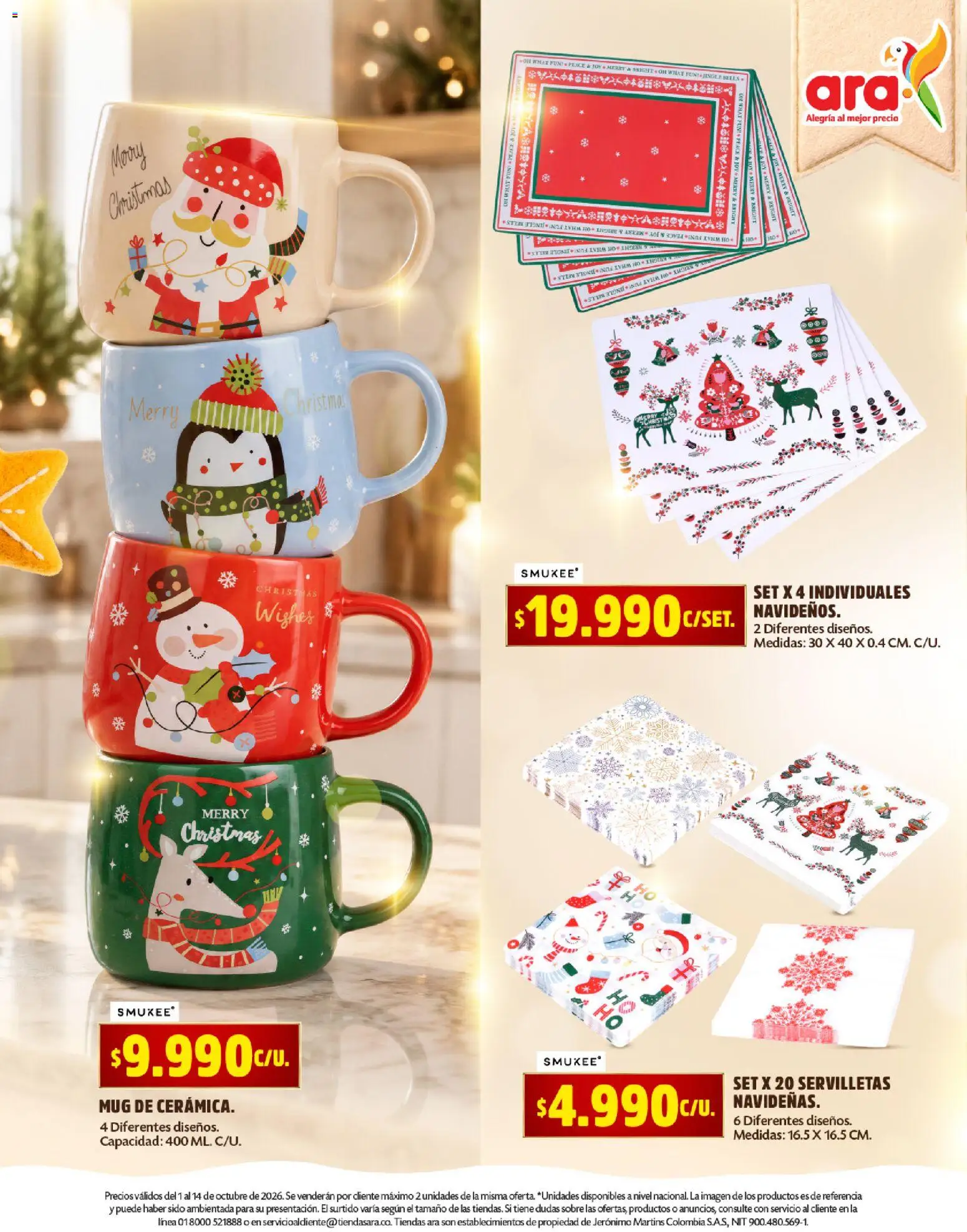 Ara revista - valida desde el 01/10/2026 | Página: 14 | Productos: Servilletas, Sobre