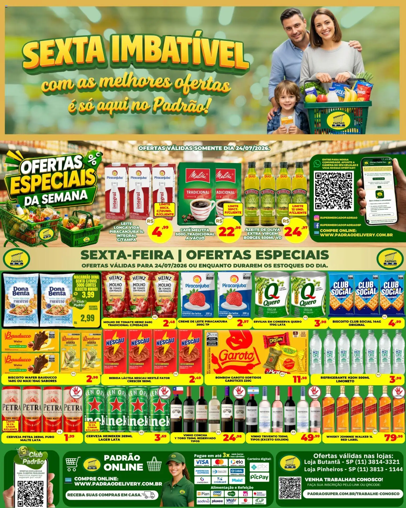 Supermercado Padrão Folheto - válido de 24/07/2026 | Página: 1 | Produtos: Café, Carteira, Creme de leite, Azeite