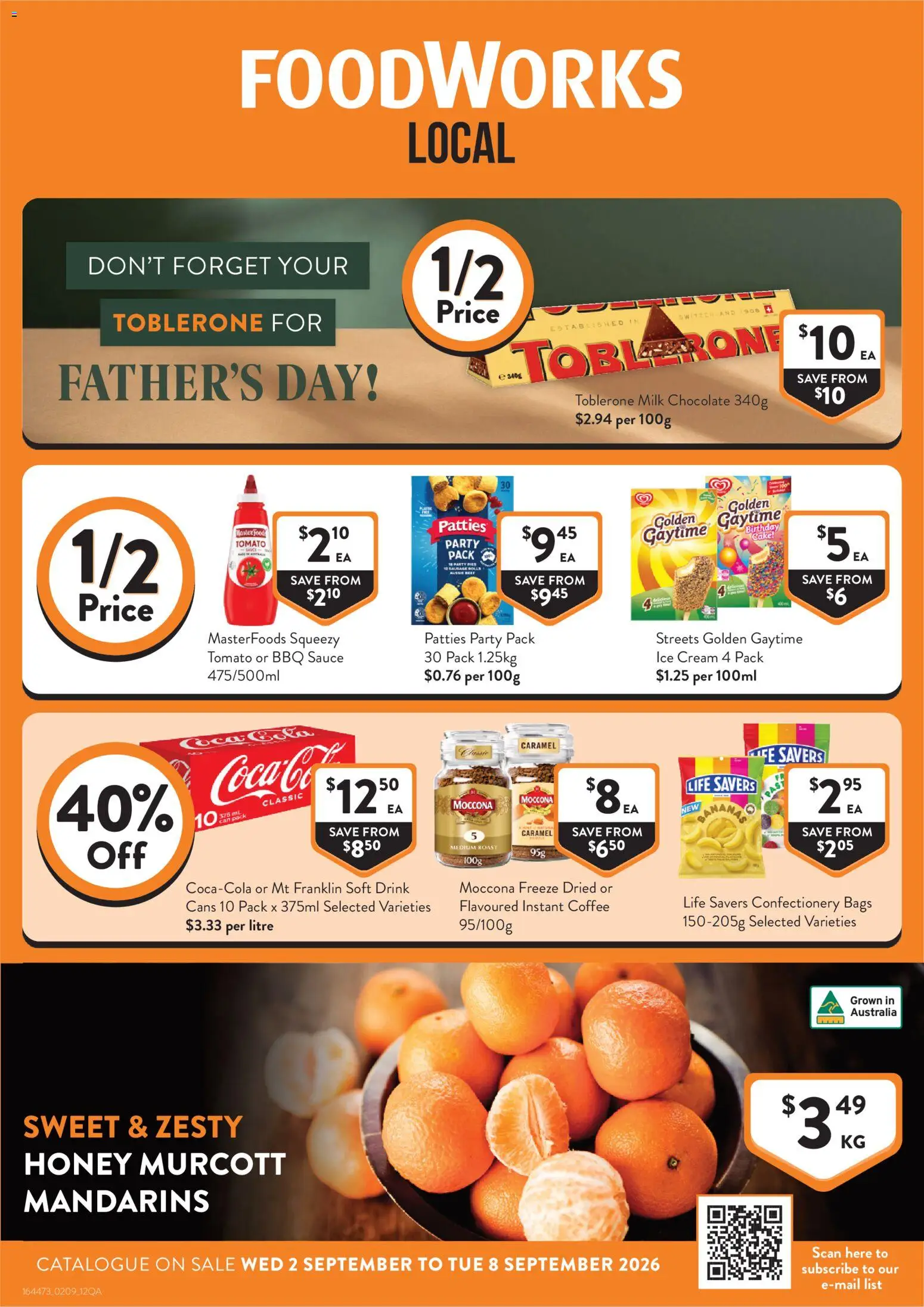 Foodworks catalogue - valid from 02/09/2026 | Page: 1 | Products: Chocolate, Mandarins, Ice cream, Sauce