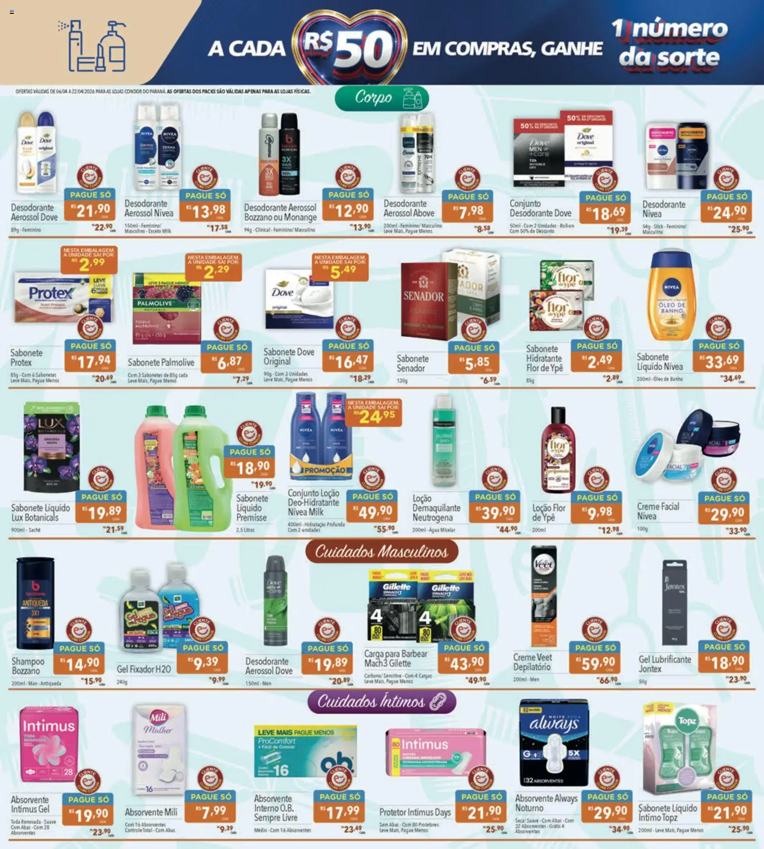 Supermercados Condor Folheto - válido de 06.04.2026 | Página: 21 | Produtos: Shampoo, Água micelar, Óleo, Fixador
