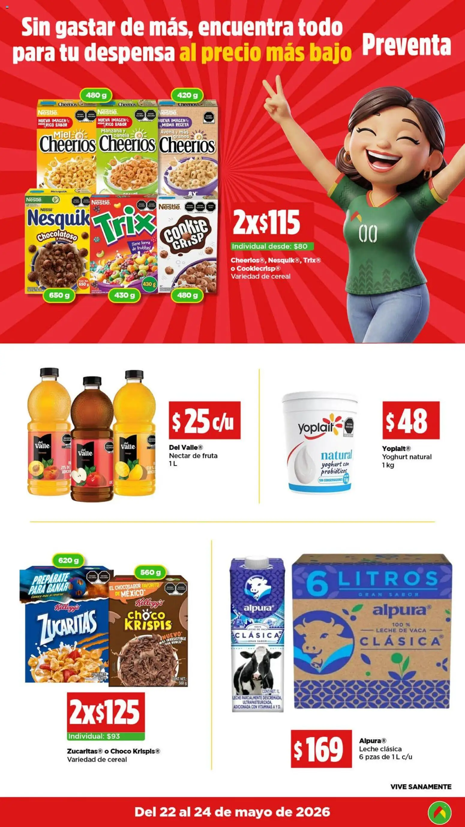 Nuevas ofertas de Bodega Aurrerá válidas en toda la República Mexicana desde el 22.05.2026. ¡Encuentra las mejores ofertas en Bodega Aurrerá folleto Preventa! | Página: 3 | Productos: Avena, Manzana, Leche, Despensa