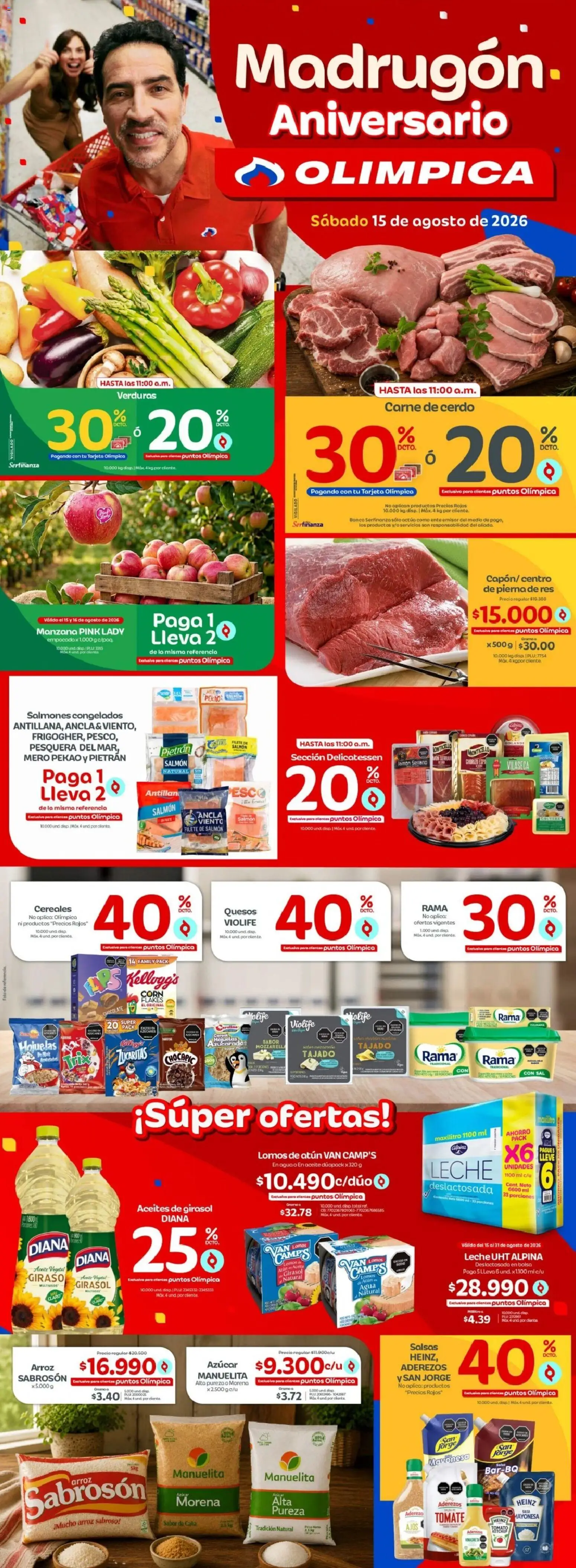 Olímpica revista - valida desde el 15/08/2026 | Página: 1 | Productos: Cerdo, Salsas, Sal, Leche