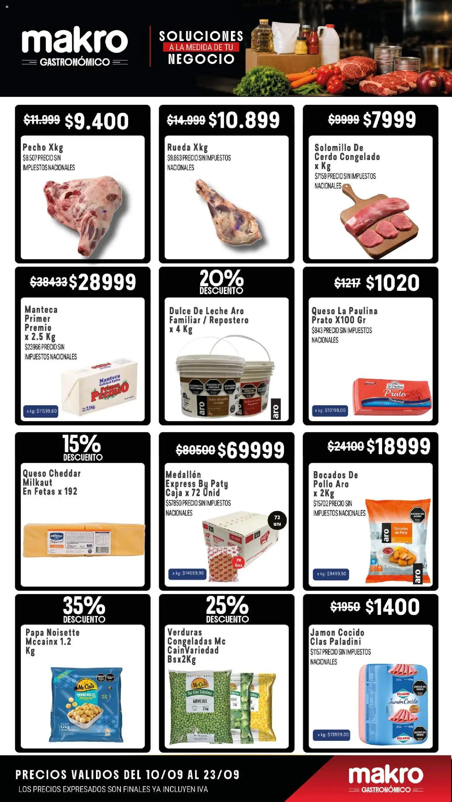 Makro - Ofertas Gastronómicas │ válido desde el 10/09/2026 | Página: 2 | Productos: Queso Cheddar, Pollo, Dulce de leche, Cerdo