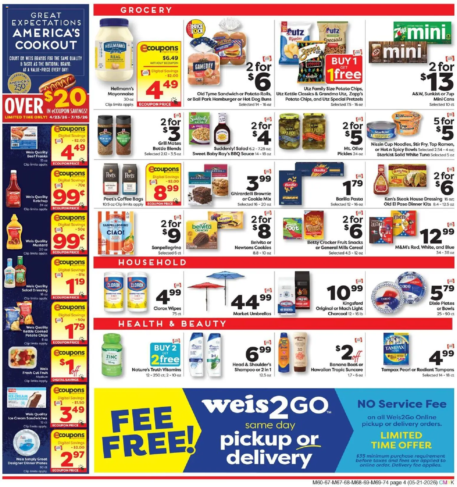 Weis Weekly Circular - DE - valid from 21.05.2026 | Page: 4 | Products: Zinc, Tampons, Cookies, Kettle
