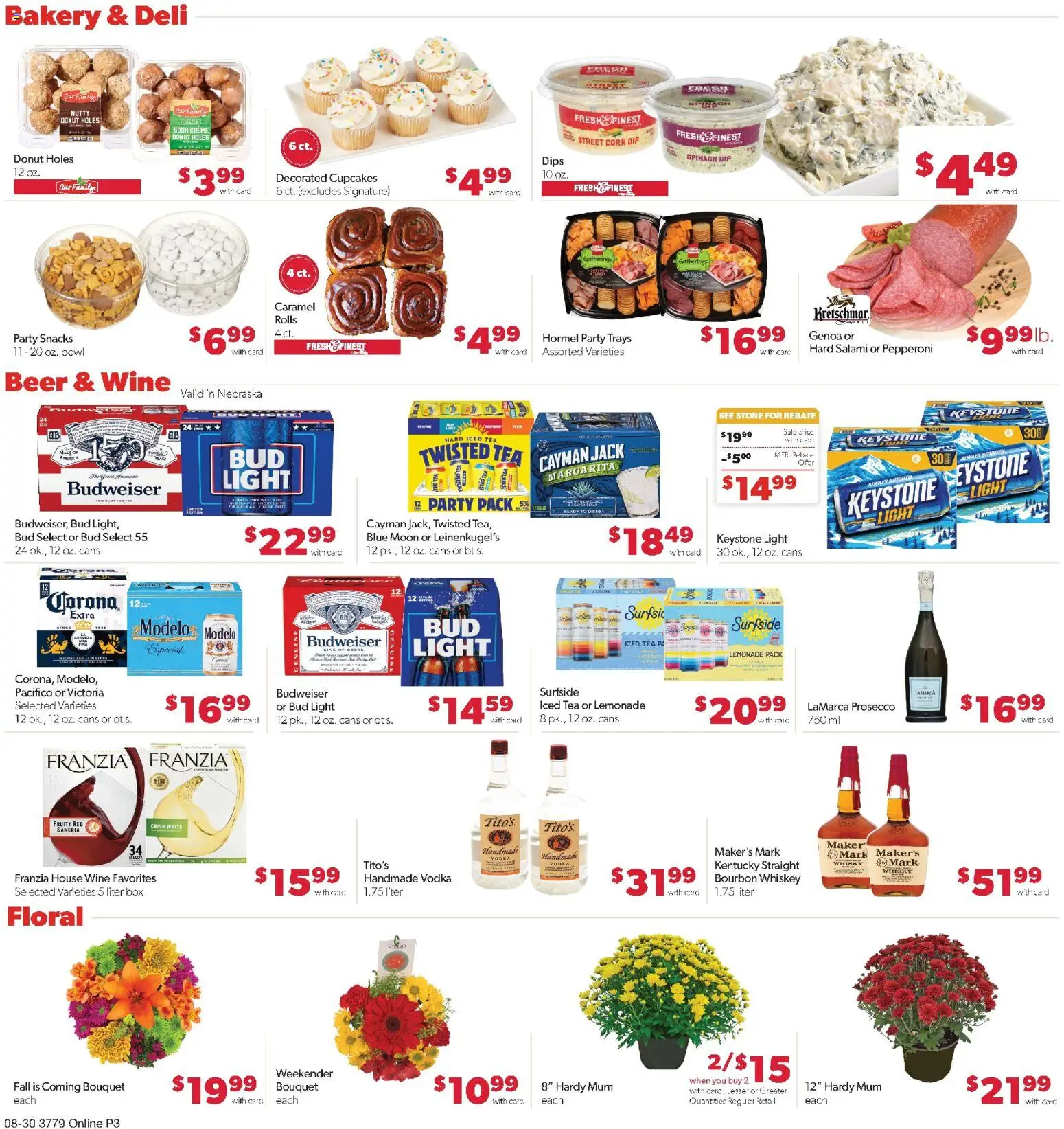 Family Fare Weekly Ad - NE - valid from 08/30/2026 | Page: 9 | Products: Bakery, Spinach, Bourbon, Whiskey