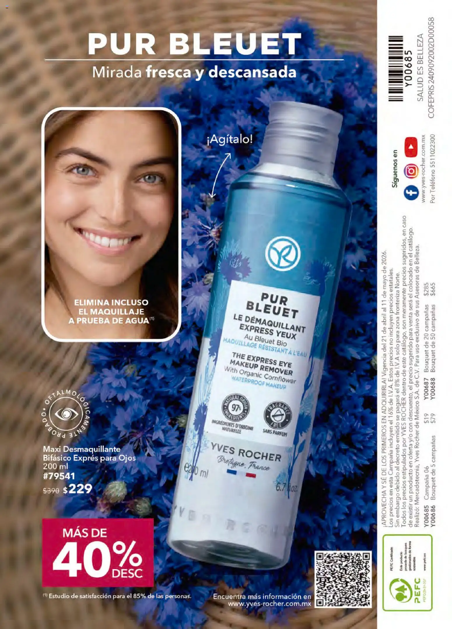 Nuevas ofertas de Yves Rocher válidas en toda la República Mexicana desde el 21.04.2026. ¡Encuentra las mejores ofertas en Yves Rocher campaña 6 2026! | Página: 134 | Productos: Desmaquillante, Maquillaje, Teléfono, Campana