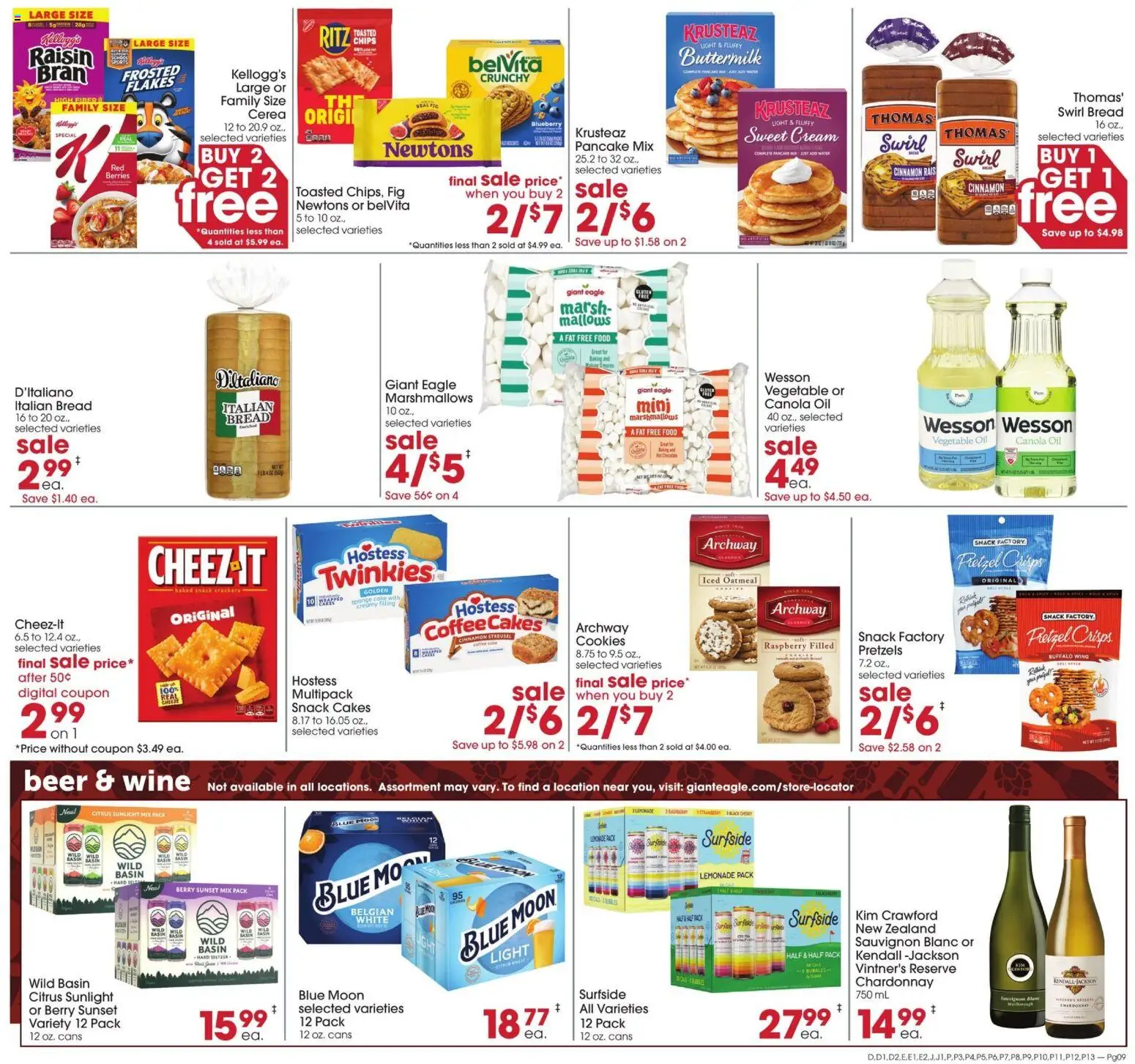 Giant Eagle Weekly Ad - valid from 09/03/2026 | Page: 9 | Products: Beer, Cookies, Flakes, Canola oil