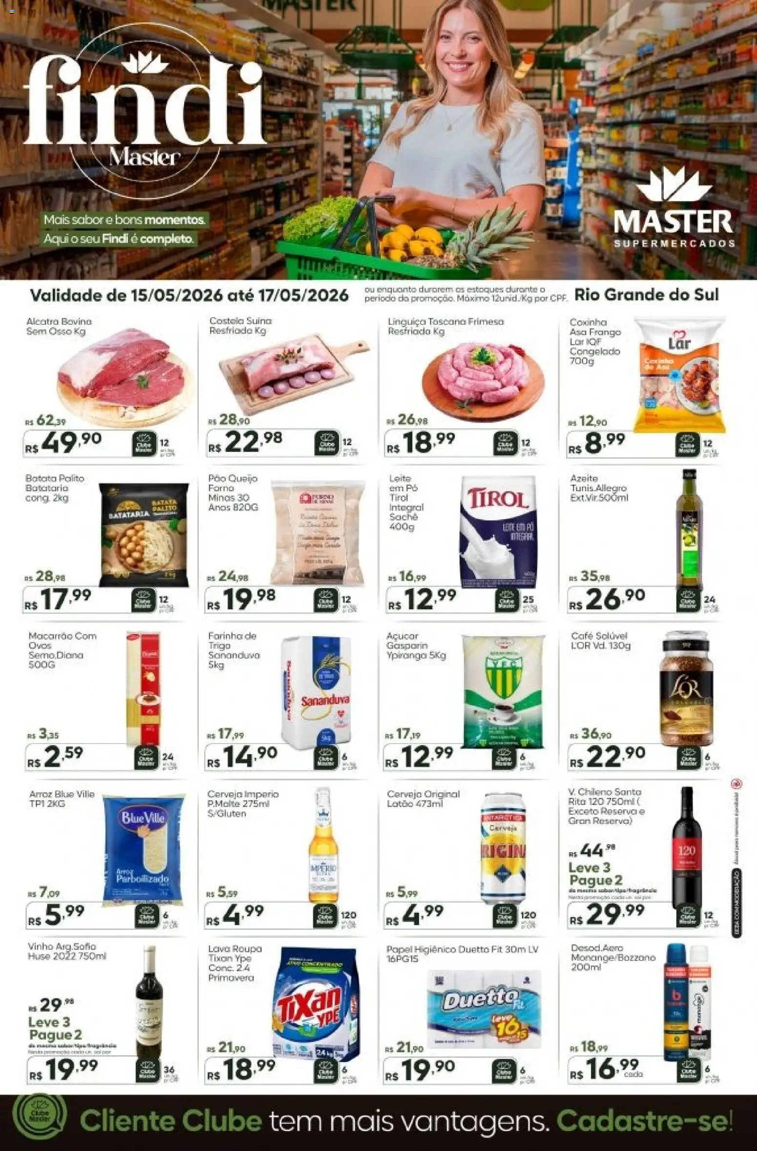 Master Folheto - válido de 15.05.2026 | Página: 1 | Produtos: Açúcar, Batata, Frango, Papel higiênico