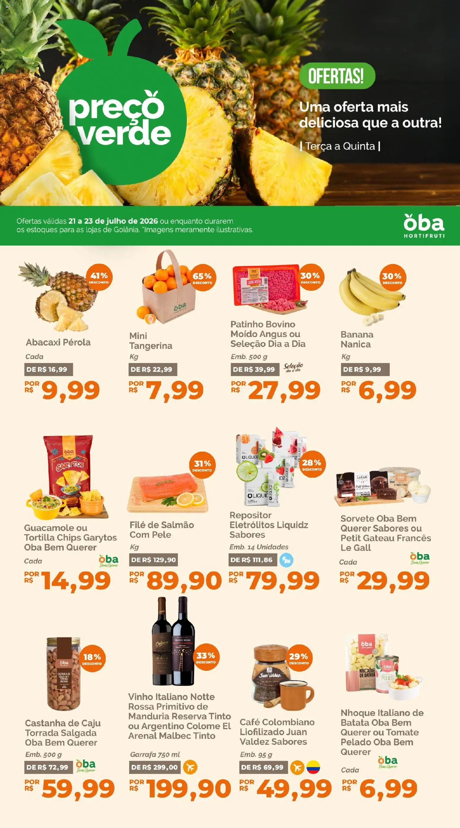 Oba Hortifruti Folheto - válido de 21/07/2026 | Página: 1 | Produtos: Caju, Creme, Sorvete, Batata