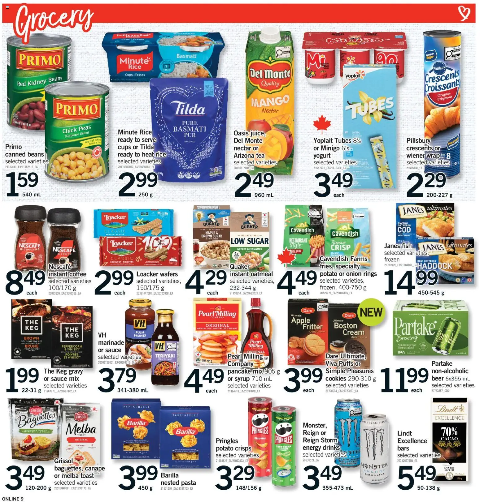 Fortinos flyer valid from Aug 6, 2026 | Page: 9 | Products: Tea, Pasta, Cookies, Apples