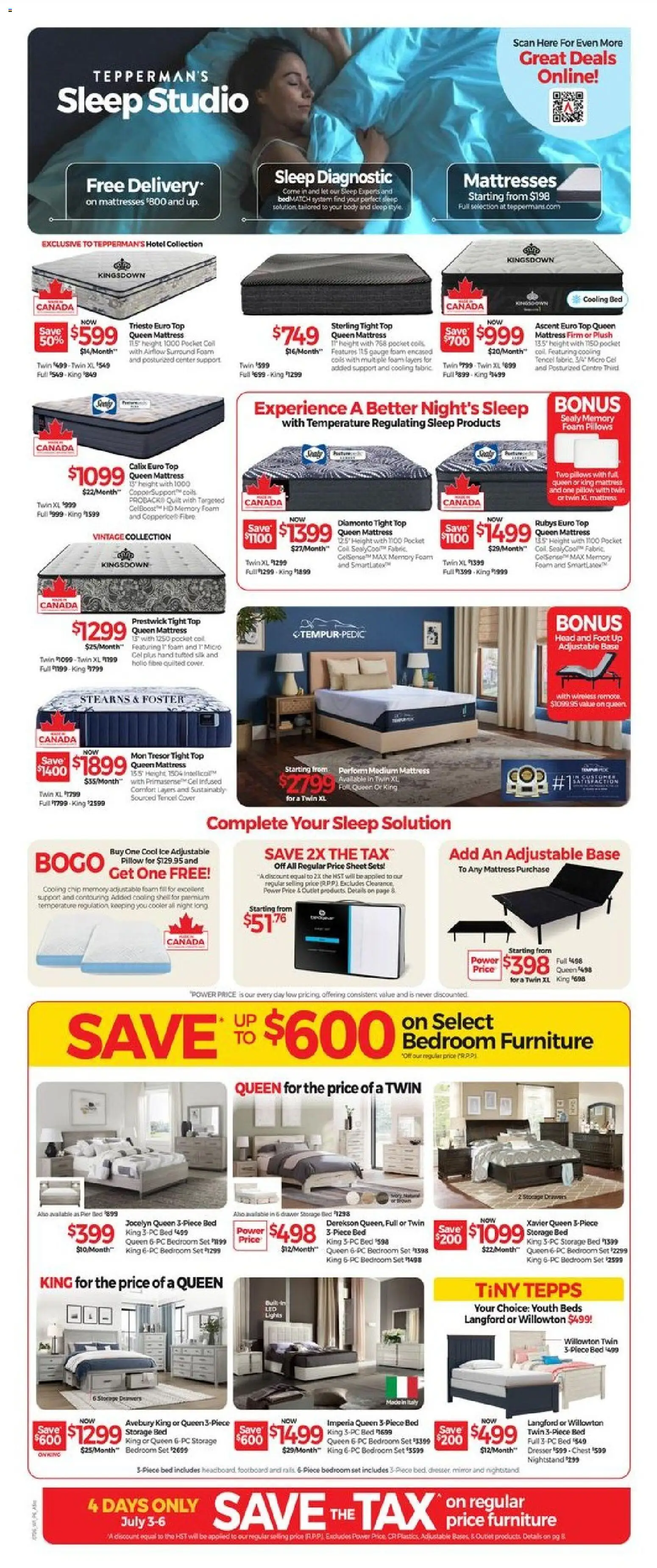 Tepperman's flyer valid from Jul 3, 2026 | Page: 6 | Products: PC, Bed, Mattress, Mirror