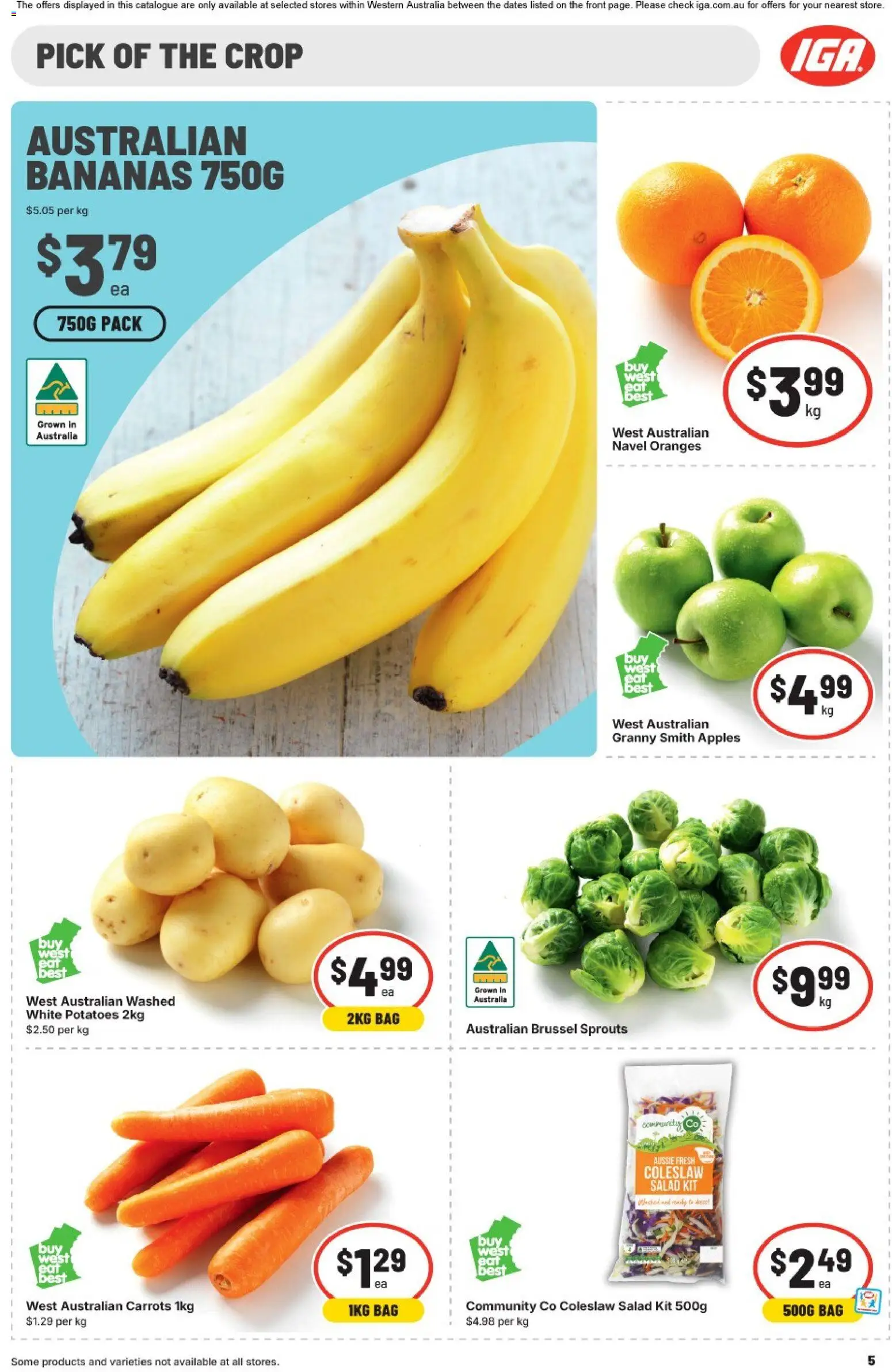 IGA catalogue - valid from 22/07/2026 | Page: 5 | Products: Bananas, Salad, Potatoes, Bag