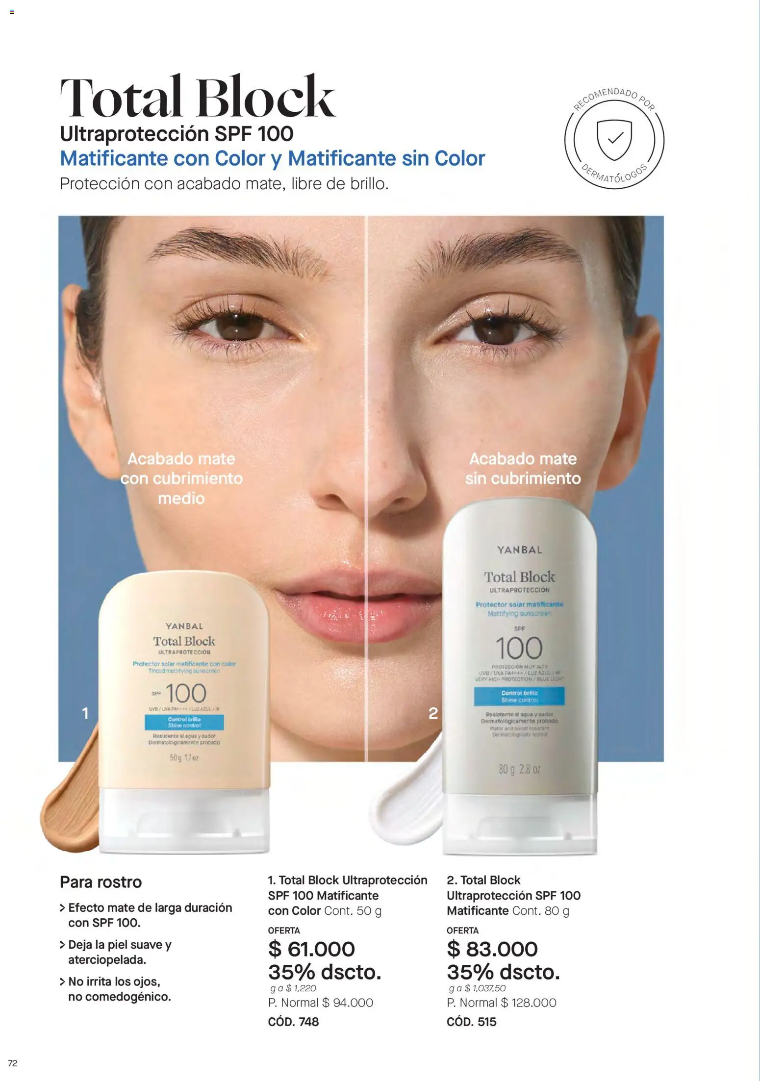 Yanbal revista - valida desde el 18/07/2026 | Página: 72 | Productos: Agua, Brillo, Uva, Protector solar